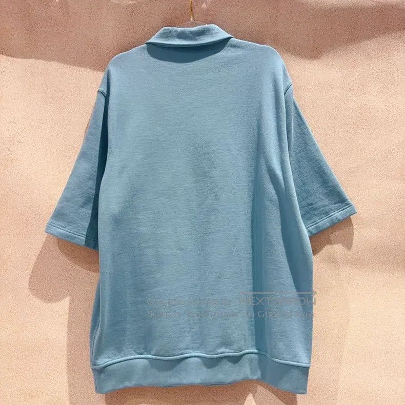 Hermes Hermes Blue Solid Half-Zip Short Sleeve Polo Shirt Size US L / EU 52-54 / 3 - 2 Thumbnail