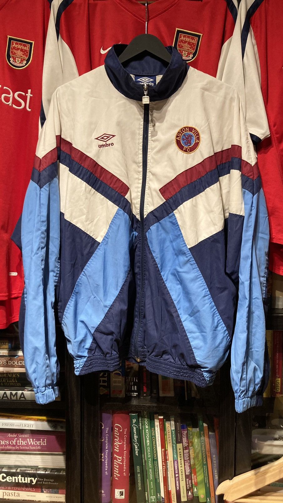 image of 1990-92 Aston Villa Training Jacket Umbro in White, Men's (Size XL)