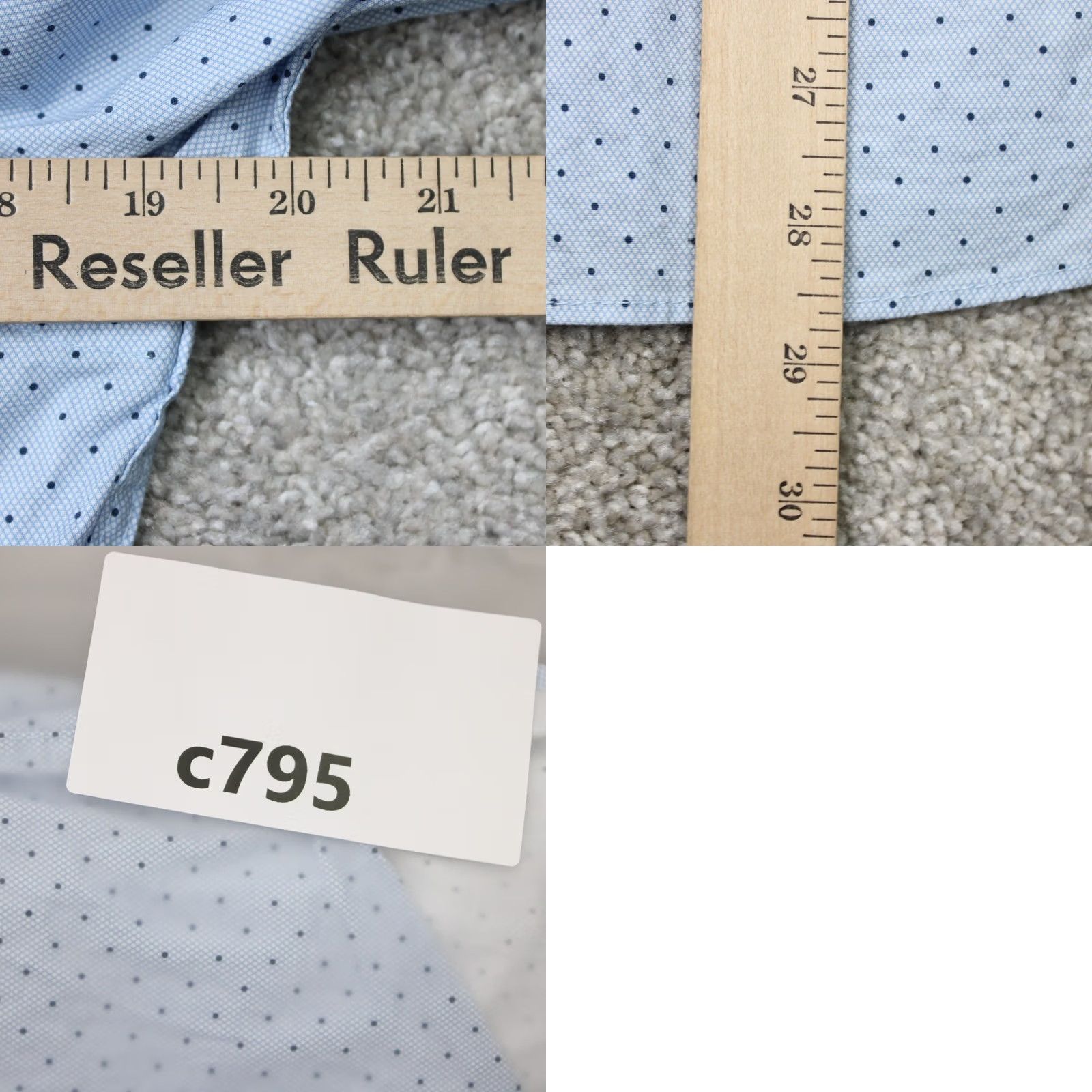 Vintage Construct Shirt Men 14 1/2, 32/33 Blue/Pink Slim Fit Stretch Cotton L/S Dress Shirt Size US M / EU 48-50 / 2 - 9 Thumbnail