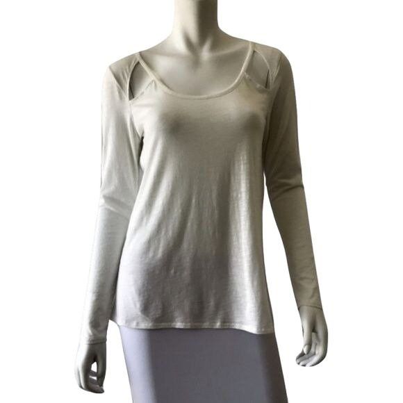 Chaser Brand Chaser Ivory Long Sleeve V Back Cut Out Top Size S / US 4 / IT 40 - 1 Thumbnail