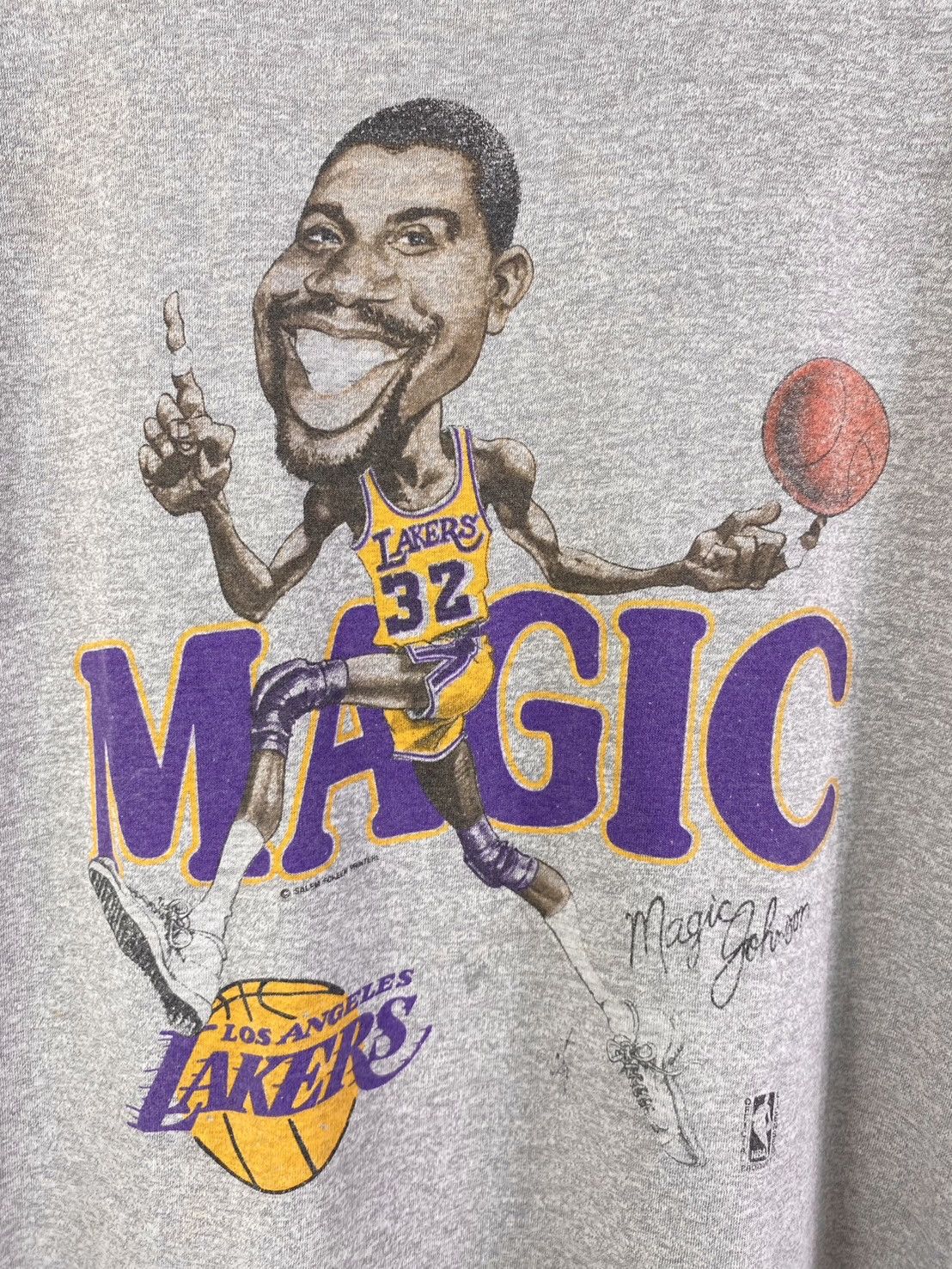 NBA Vintage 80s Magic Johnson Caricature Los Angeles Lakers Tee Size US XL / EU 56 / 4 - 2 Thumbnail