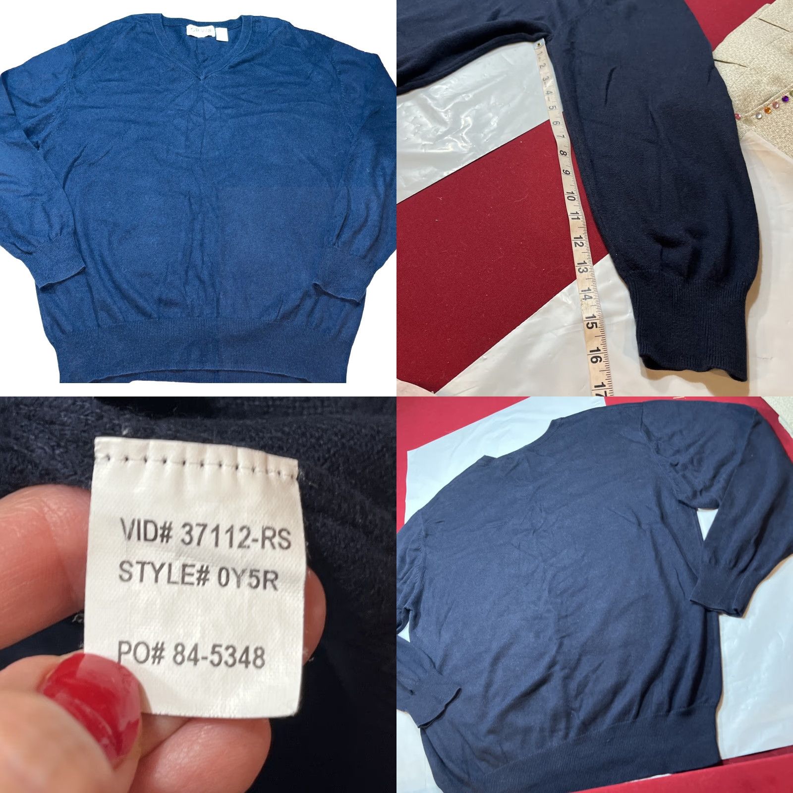 Orvis Orvis Sweater Mens Medium BLUE Cashmere Cotton V-Neck Knit Pullover Classic Navy Blue, Regular Fit, All Seasons, Office, Casual, Preppy, Pullover Size US M / EU 48-50 / 2 - 9 Thumbnail