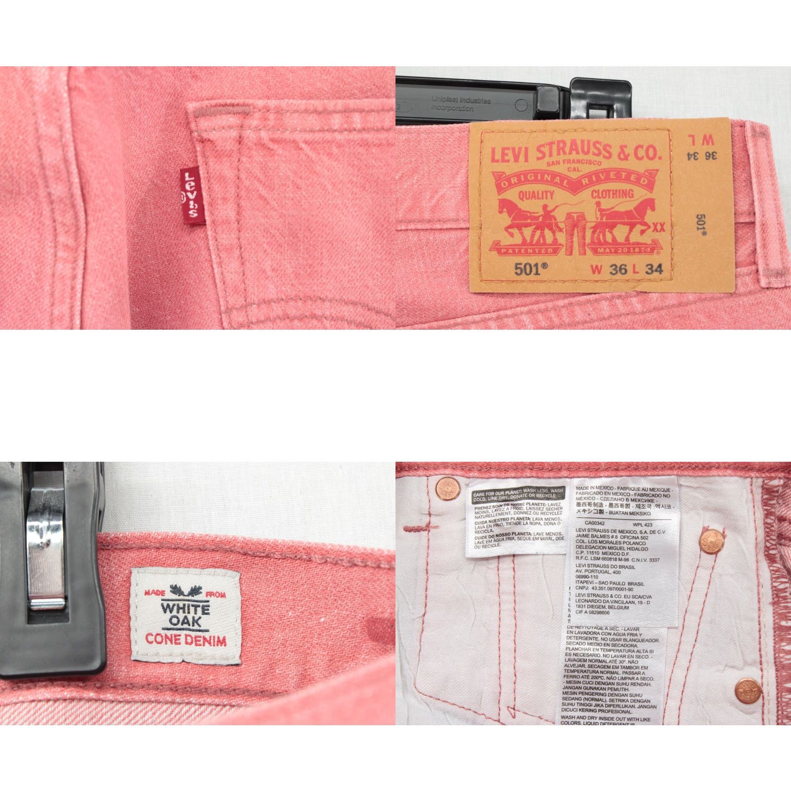 Levi's Levi's 501 Jeans Men 34x32 Button Fly Red White Oak Cone Denim Cotton 5-Pocket Straight Regular Mens Size US 34 / EU 50 - 8 Thumbnail