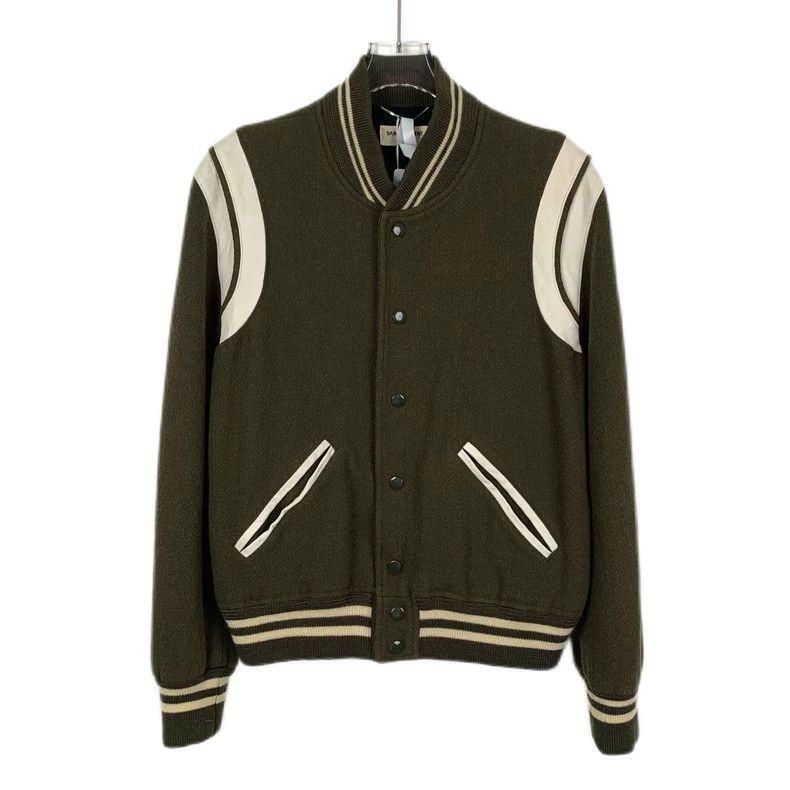 Saint Laurent Paris Saint Laurent Dark Green Striped Wool Teddy jacket 2504-N Size US S / EU 44-46 / 1 - 1 Thumbnail