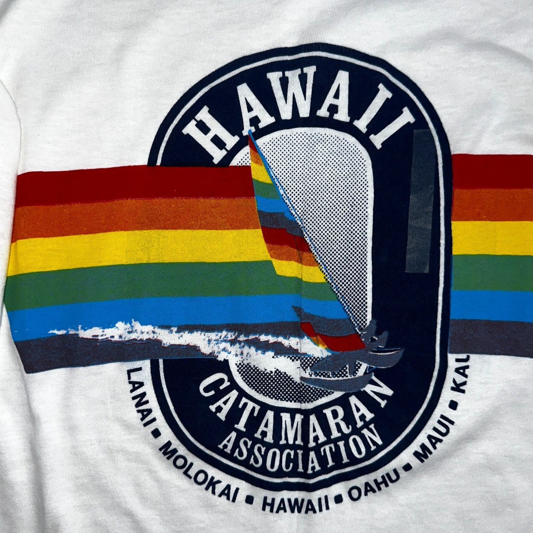 Rainbow VINTAGE Hawaii 1980s Rainbow T-Shirt Men M Spring Summer Casual Ocean Surf Hawaiian 80s Crew Neck Size US M / EU 48-50 / 2 - 2 Thumbnail