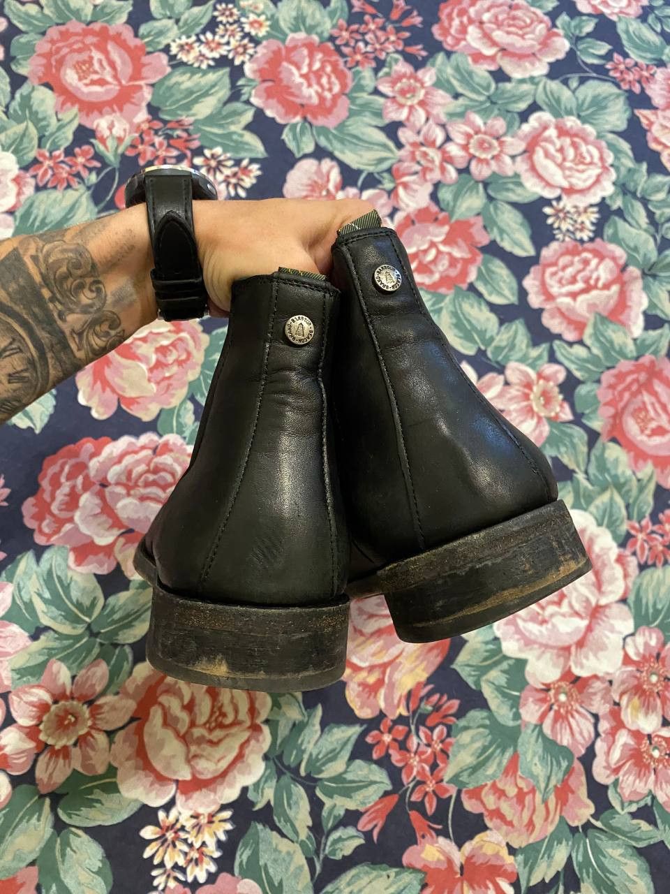 Barbour Black Leather Boots Barbour logo Y2K Vintage Size US 9 / EU 42 - 6 Thumbnail