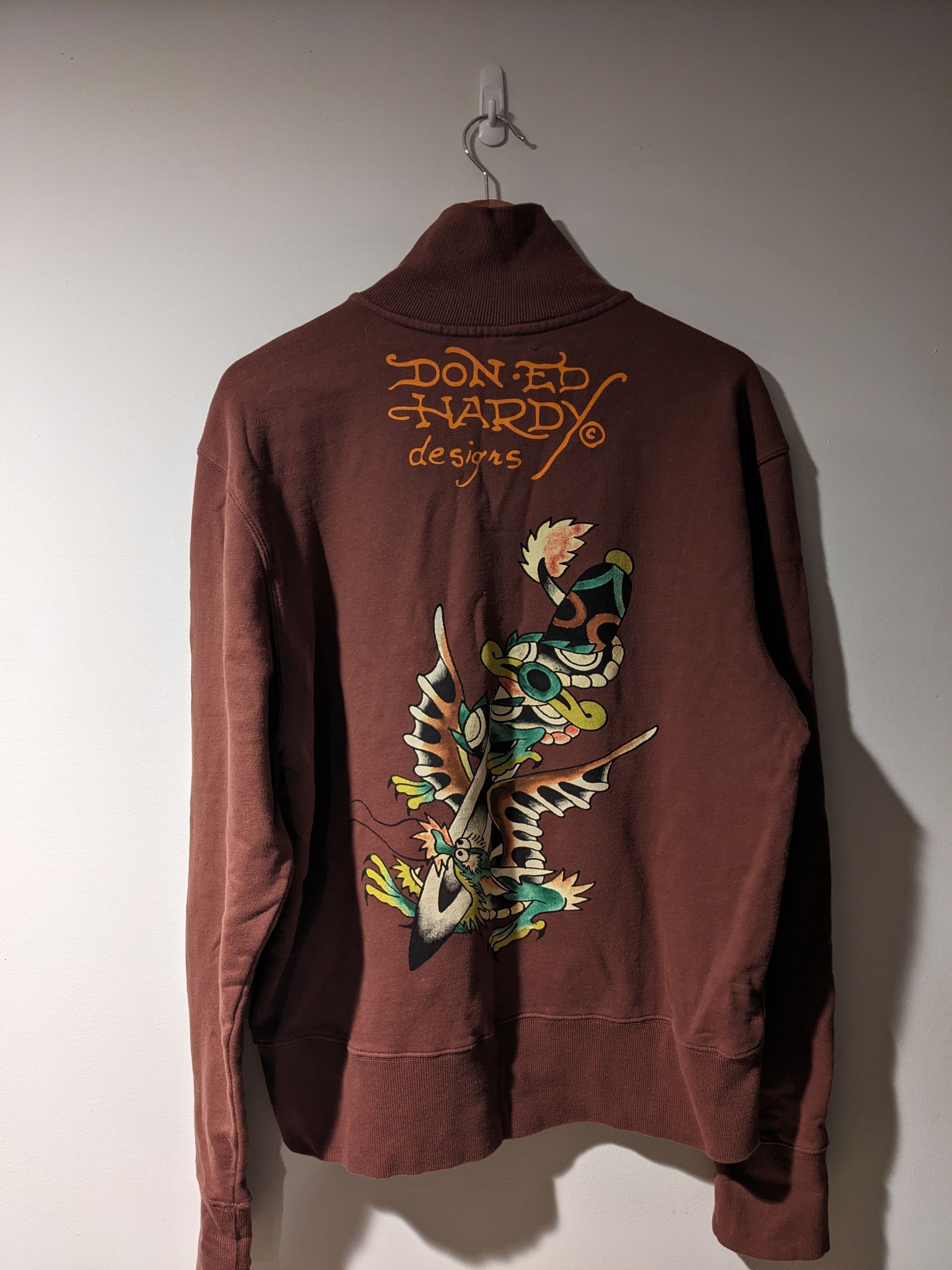 Ed Hardy × Vintage Vintage Y2K Ed Hardy New York Brown X-Large Full Zip Sweater Size US XL / EU 56 / 4 - 7 Thumbnail