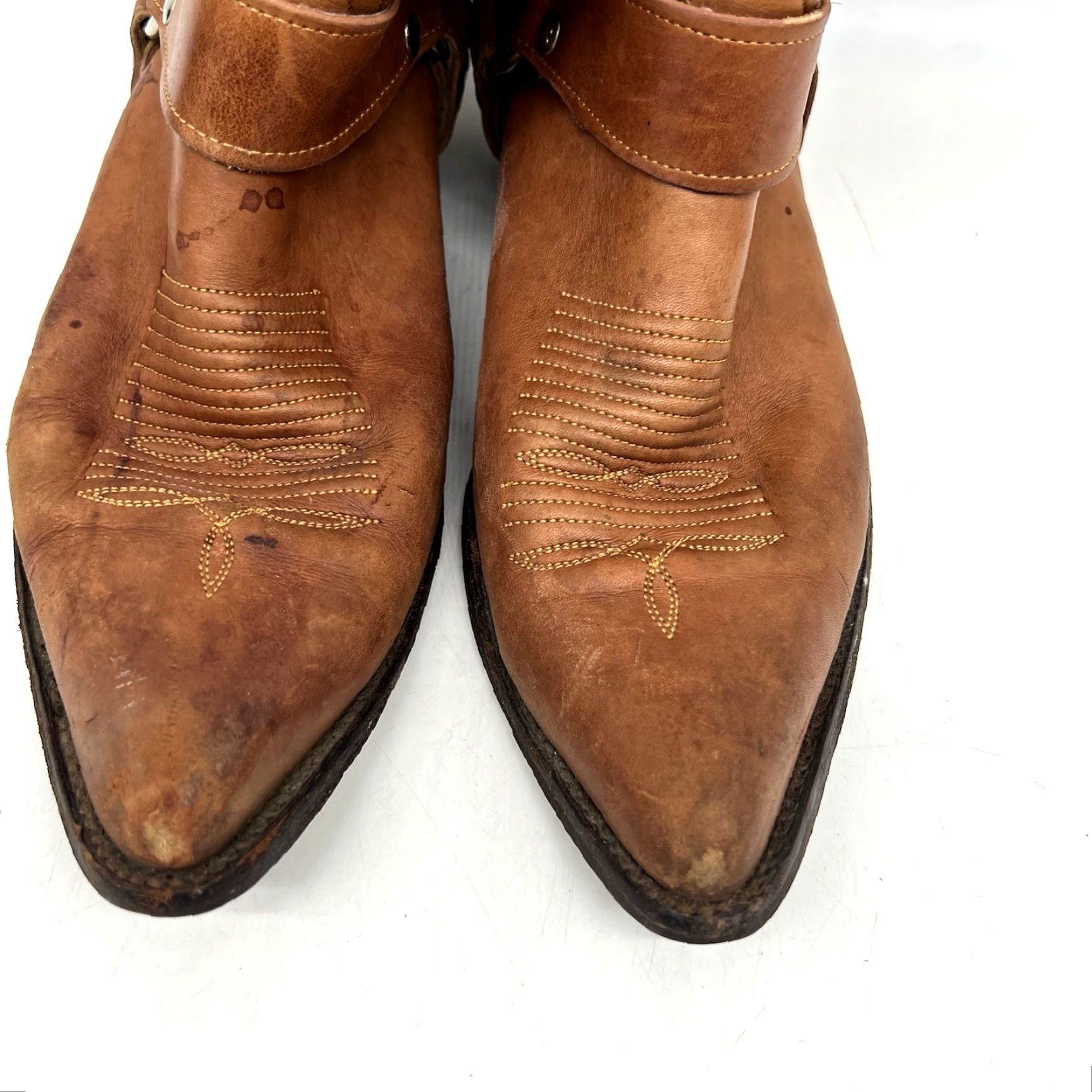 Vintage VINTAGE Soto Western Cowgirl Boots Women 7.5 Brown Leather Pointed Toe Low Heel Embroidered Western Style Size US 7.5 / IT 37.5 - 3 Thumbnail