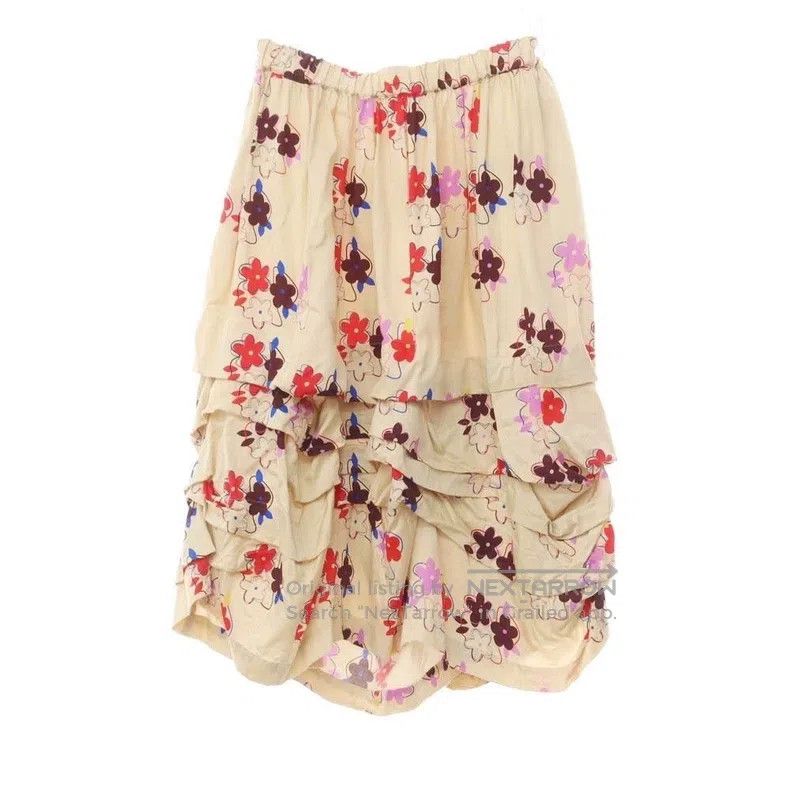 Comme des Garcons Comme Des Garcons size S Floral patterned long skirt, beig Size 23" - 2 Thumbnail