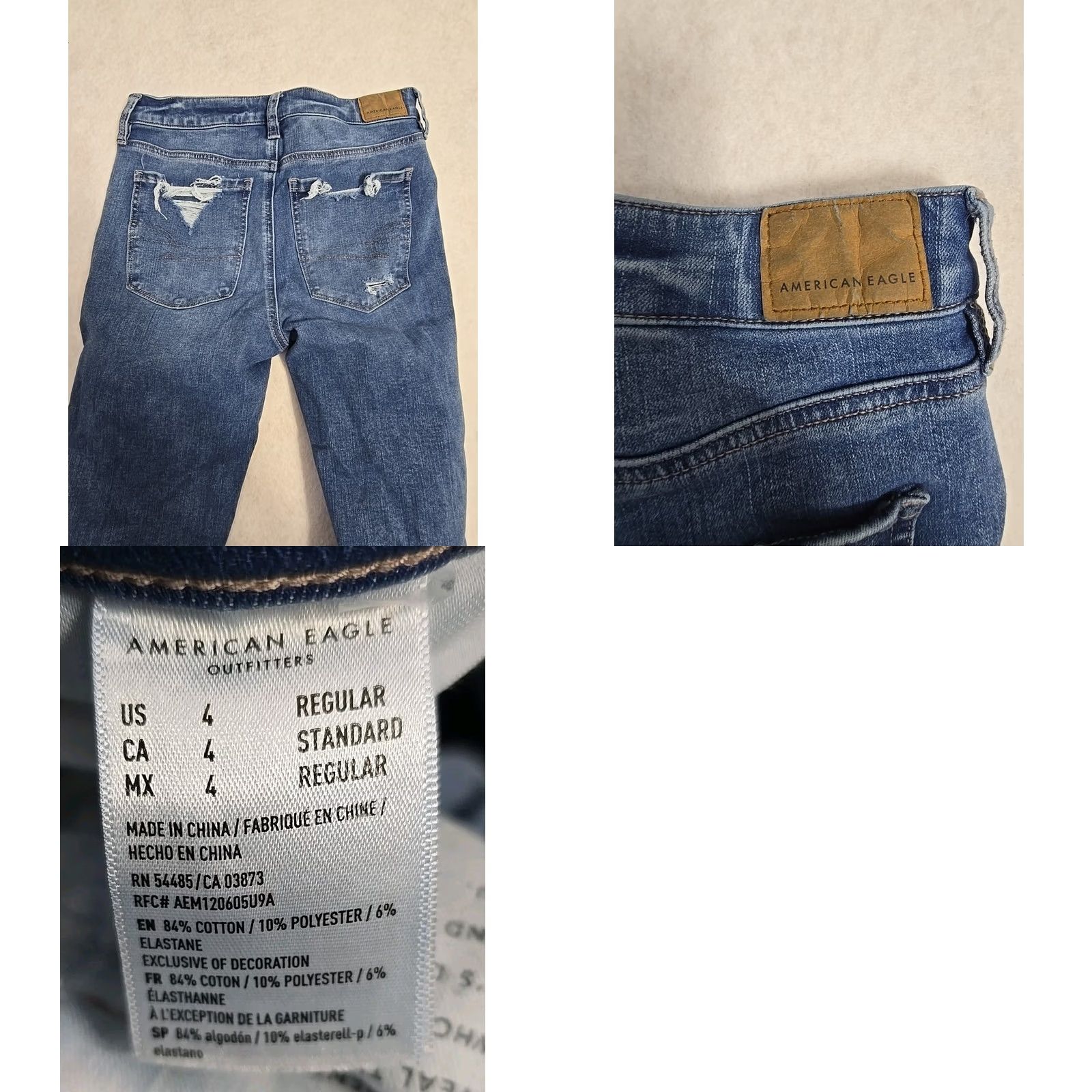 American Eagle Outfitters American Eagle Outfitters Womens Blue The Dream Jean Super Hi Rise Jegging Distressed Sz 4 Jeans Womens Regular Blue 4 Size 27" / US 4 / IT 40 - 9 Thumbnail