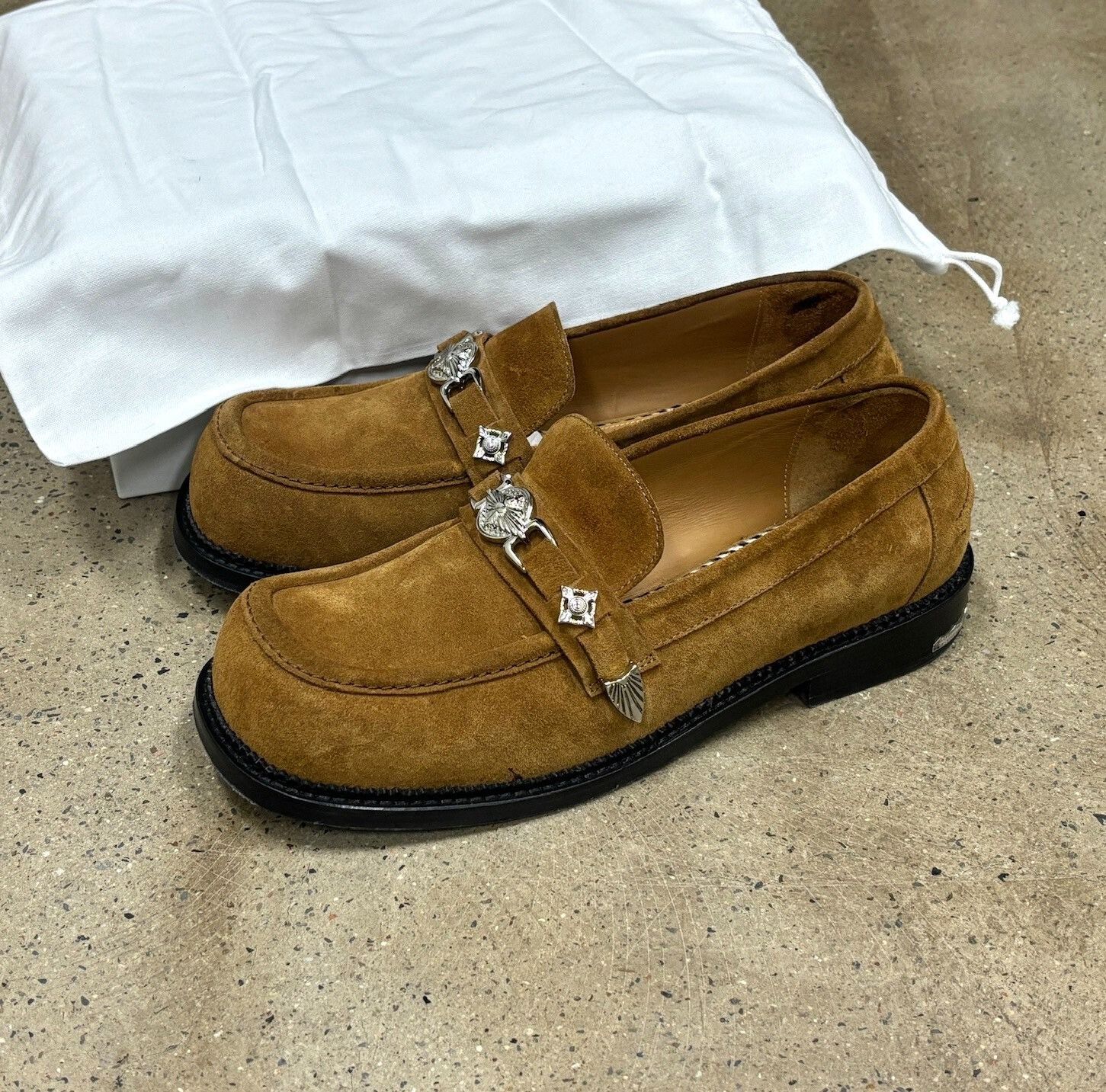 Toga Virilis Suede Loafers with Metal Accents