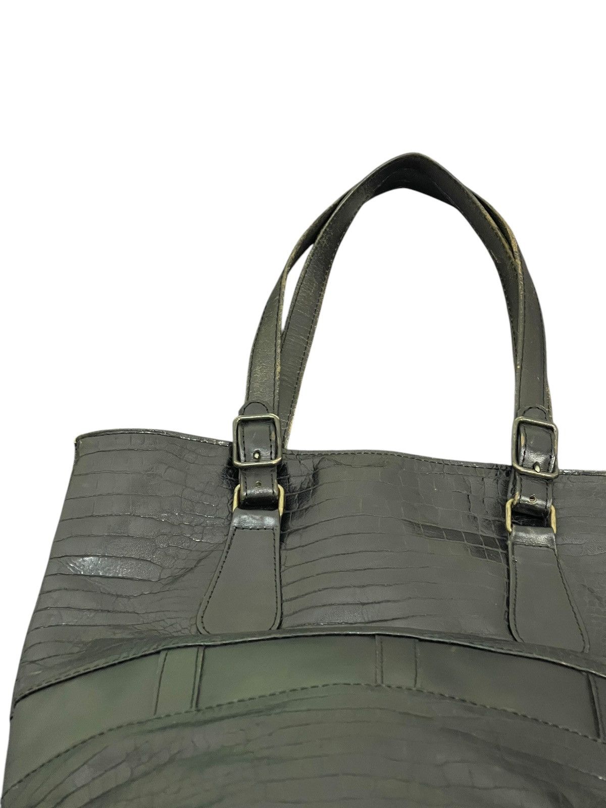 Genuine Leather Crocodile Embossed Pozzo Kaori Bucket Tote Shoulder Bag 1🟩6 Size ONE SIZE - 10 Thumbnail
