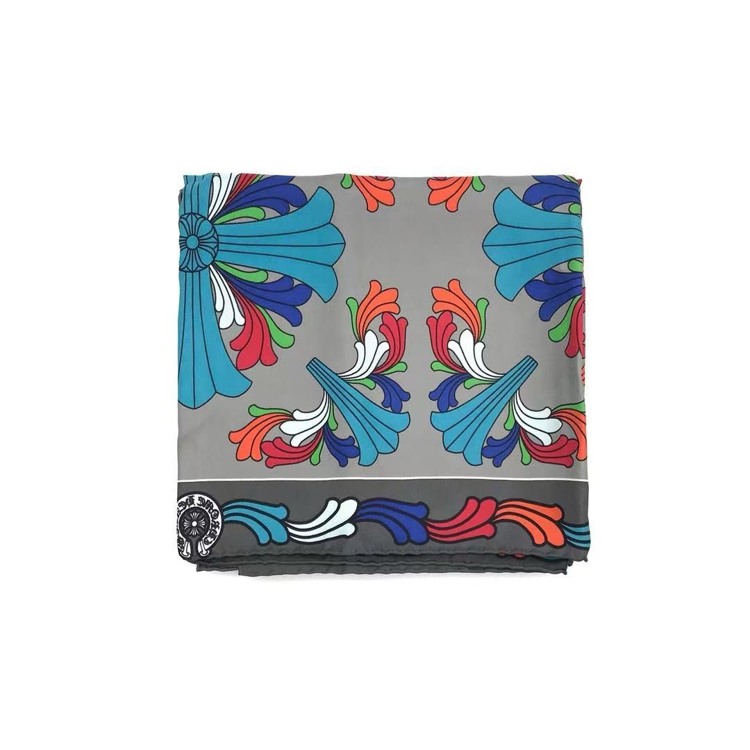 Chrome Hearts Multi Color Cross Logo Silk Scarf