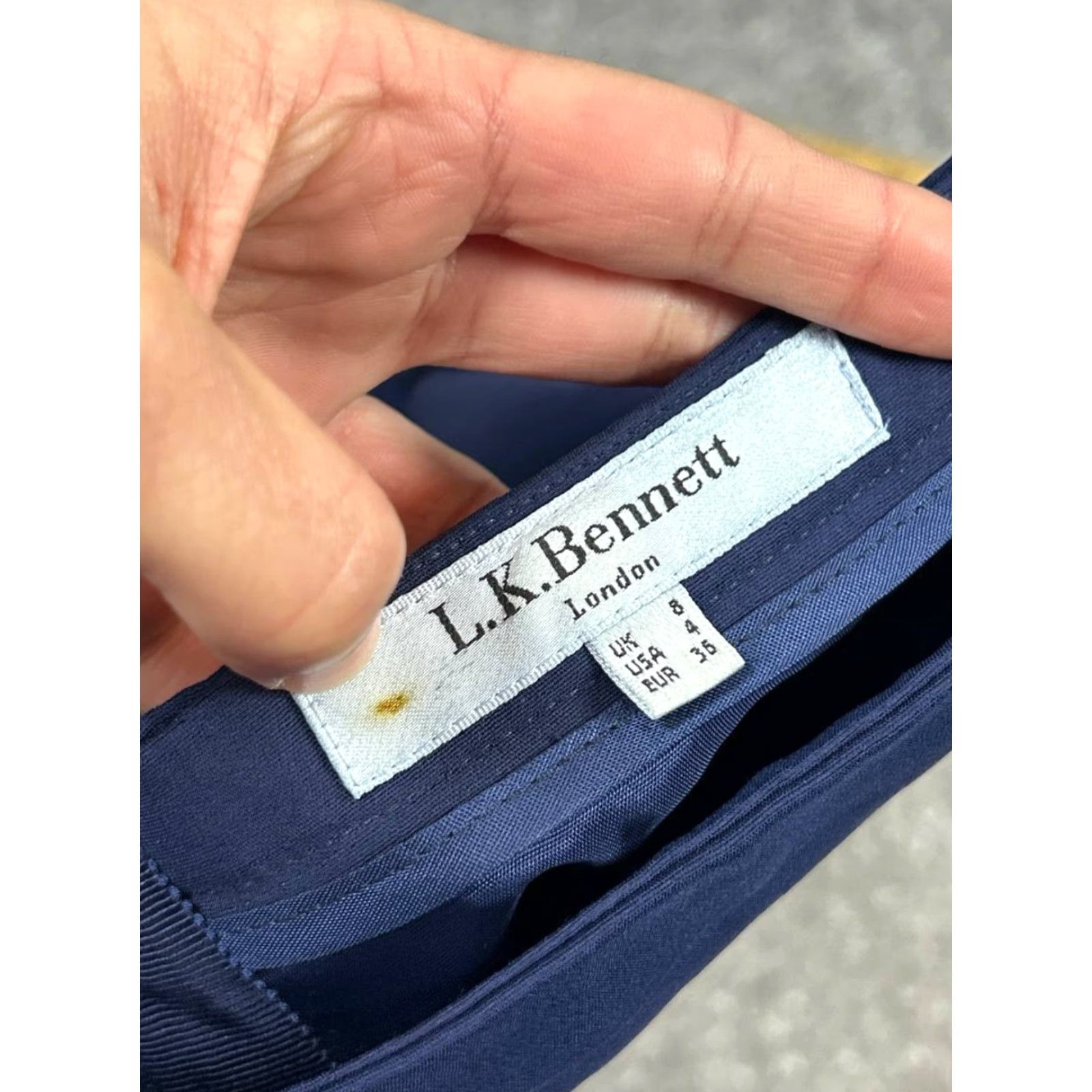 Vintage VINTAGE LK Bennett London SK Klaudia Pencil Skirt Womens 8 Blue Front Slit Back Zip Size 30" / US 8 / IT 44 - 5 Thumbnail