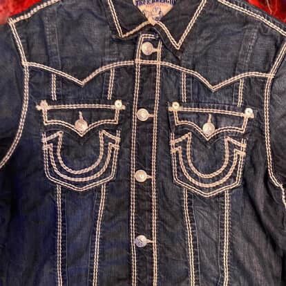 True Religion Navy Blue True religion double stitched qt jacket Size US XL / EU 56 / 4 - 3 Thumbnail