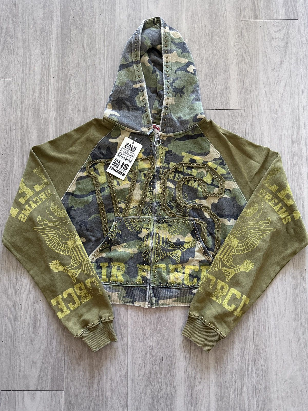Pre-owned Vale Forever Camo Terrain Zip Up Hoodie Green Valley Dreams
