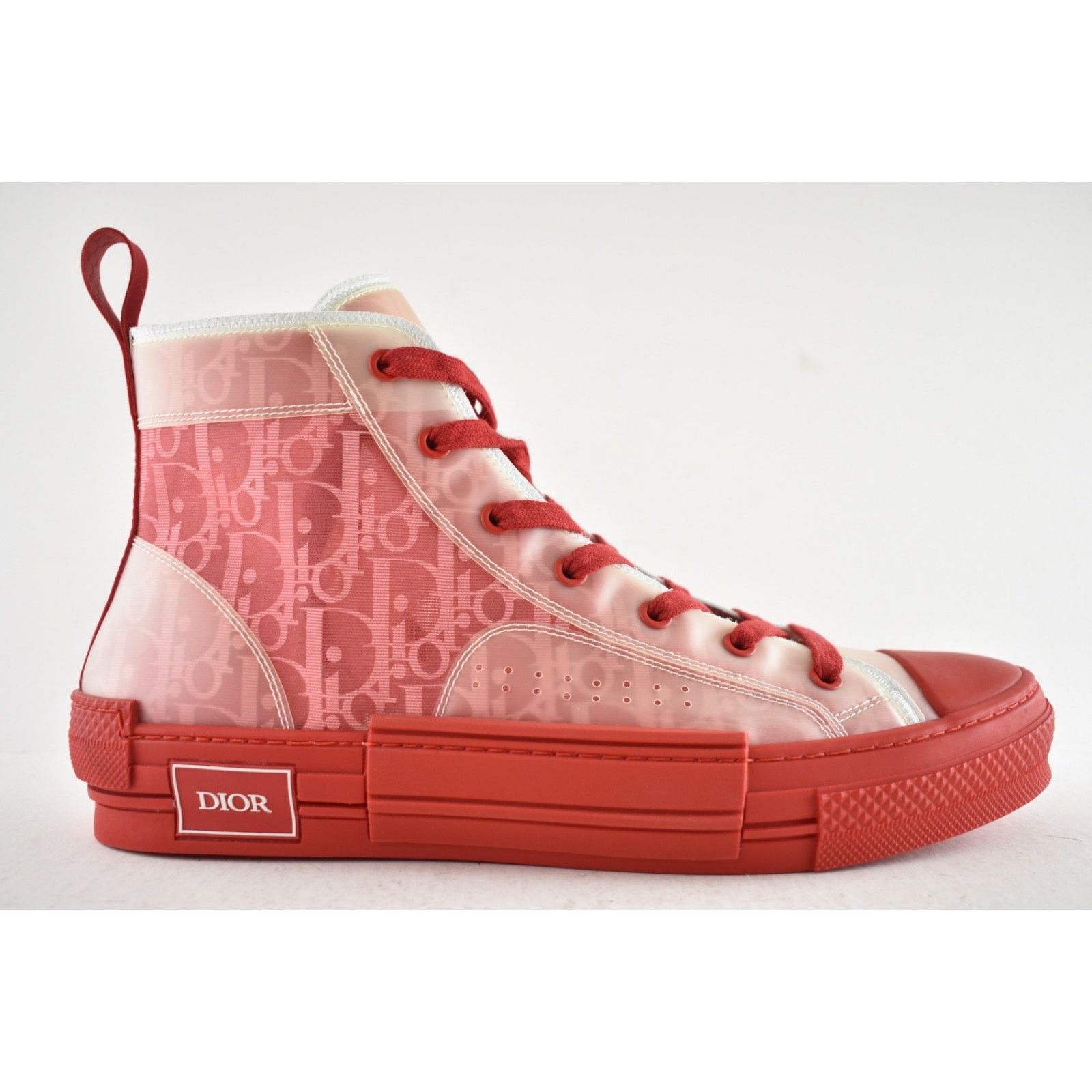 Dior Dior Mens B23 Red Oblique Transparent High Top Sneaker 44 11 Size US 11 / EU 44 - 2 Thumbnail