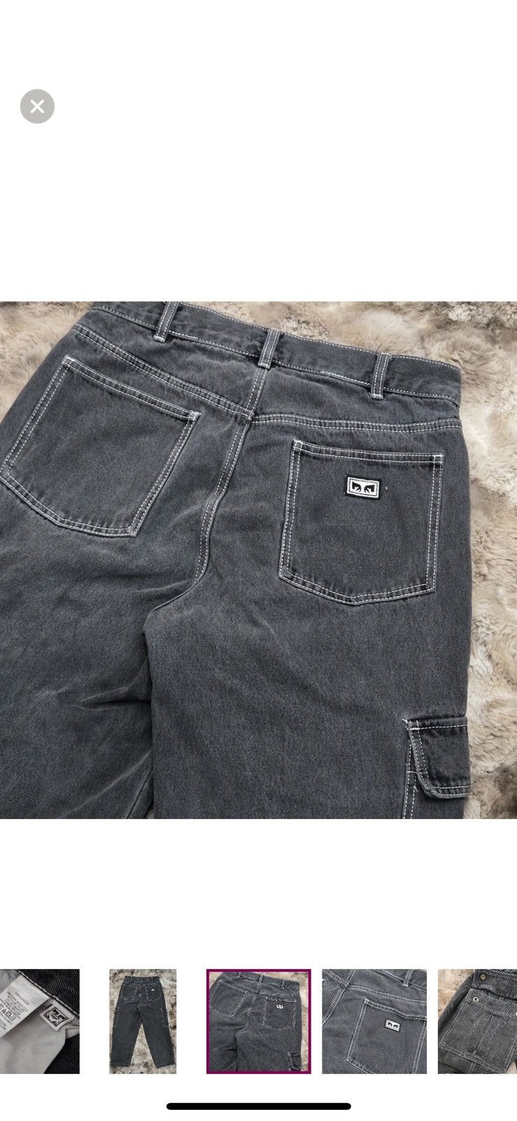 Obey Y2K OBEY Charcoal Black Wash Cargo Straight Wide Pants 30x30 Size US 30 / EU 46 - 13 Thumbnail