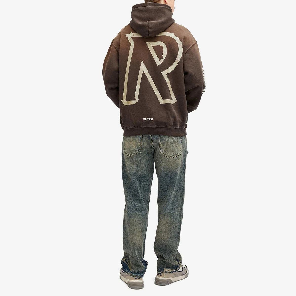 Represent Clo. Dark Brown Masking Tape Initial Logo Oversized Zip Hoodie Size US M / EU 48-50 / 2 - 4 Thumbnail