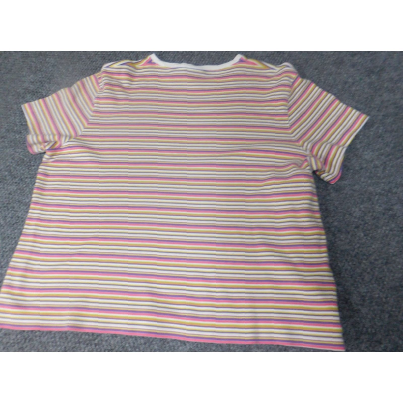 Essentials Essentials Womens Blouse 1X Plus Pink Striped Crew Neck Pullover Casual Button Polyester Rayon Size XL / US 12-14 / IT 48-50 - 6 Thumbnail