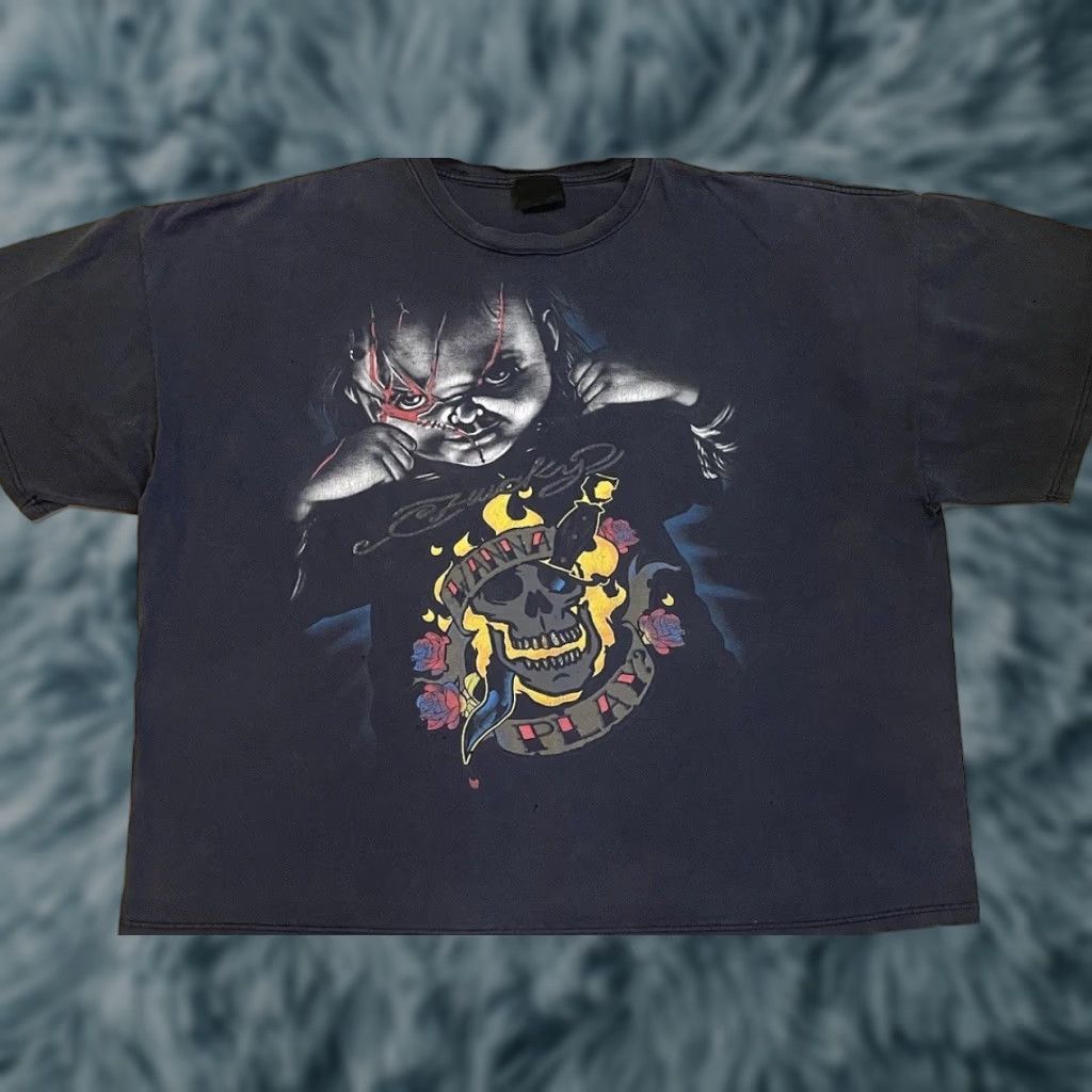 Vintage Vtg Chucky Faded Distress Shirt 3X Funny Grunge Ed Hardy Style Emo Movie 90s Y2K Size US XXL / EU 58 / 5 - 1 Thumbnail