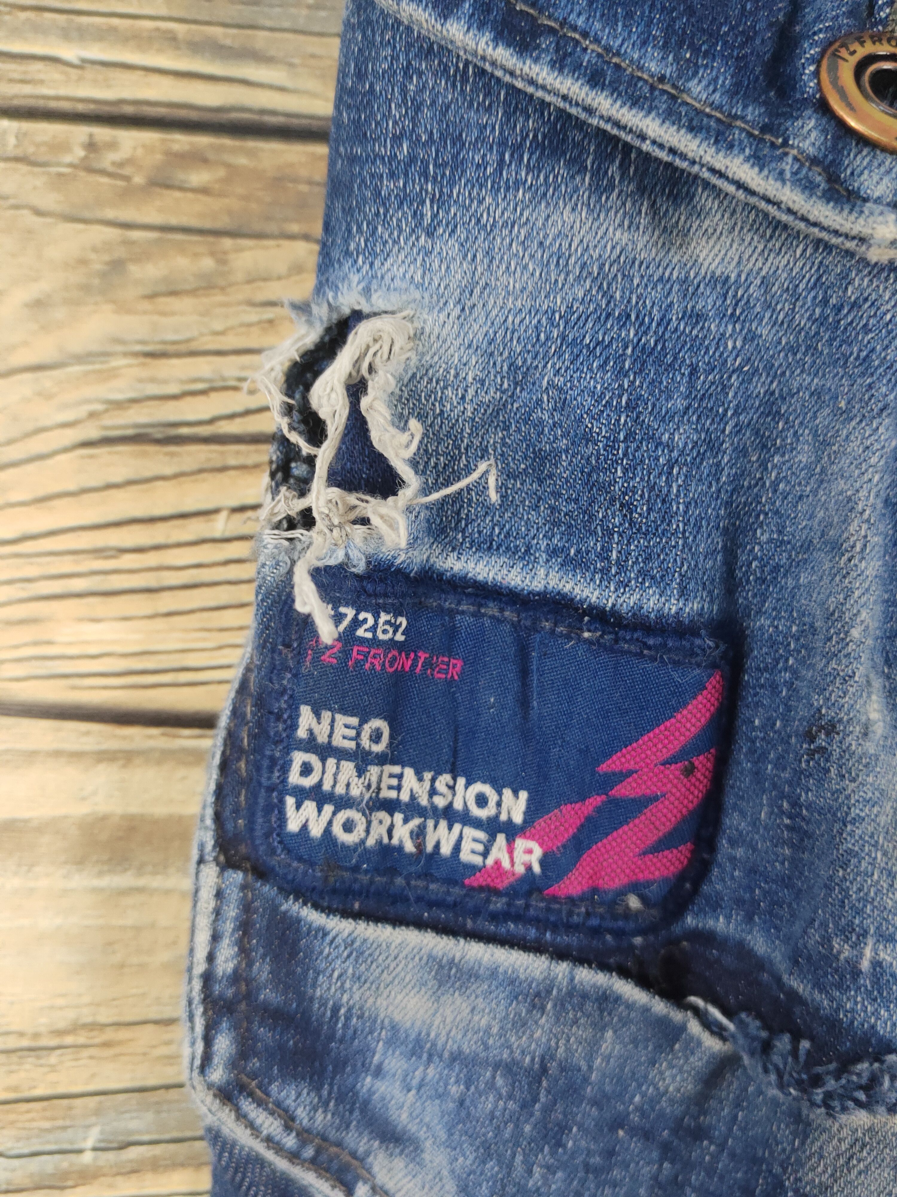 Japanese Brand I'z Frontier Dark Blue Distressed Ripped Jeans #W2008 Size US 30 / EU 46 - 4 Thumbnail