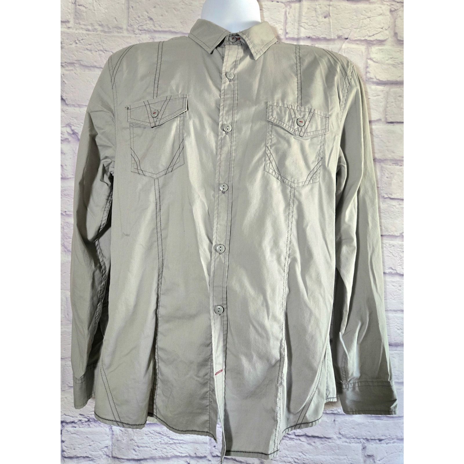 Other Tranquility Mayhem Gray Button Up Roll Tab Sleeves Shirt M Size US M / EU 48-50 / 2 - 1 Thumbnail