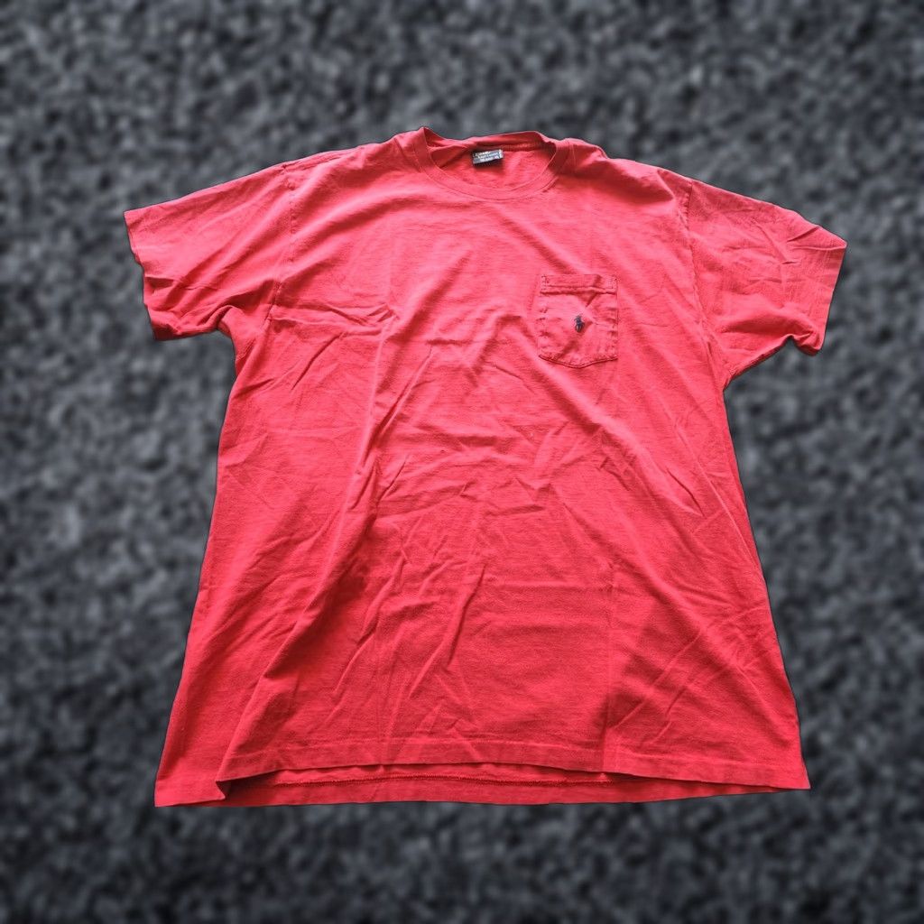 Ralph Lauren Vintage Ralph Lauren Polo T-Shirt Men XL Red 90s Pony Pocket Made in USA Distressed Size US XL / EU 56 / 4 - 1 Thumbnail