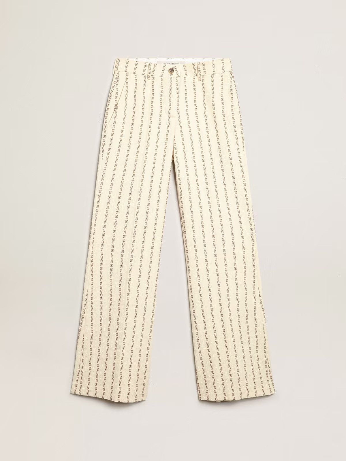 image of Golden Goose Cream Cotton Pants With Jacquard Motif Nwt, Women's (Size 26)
