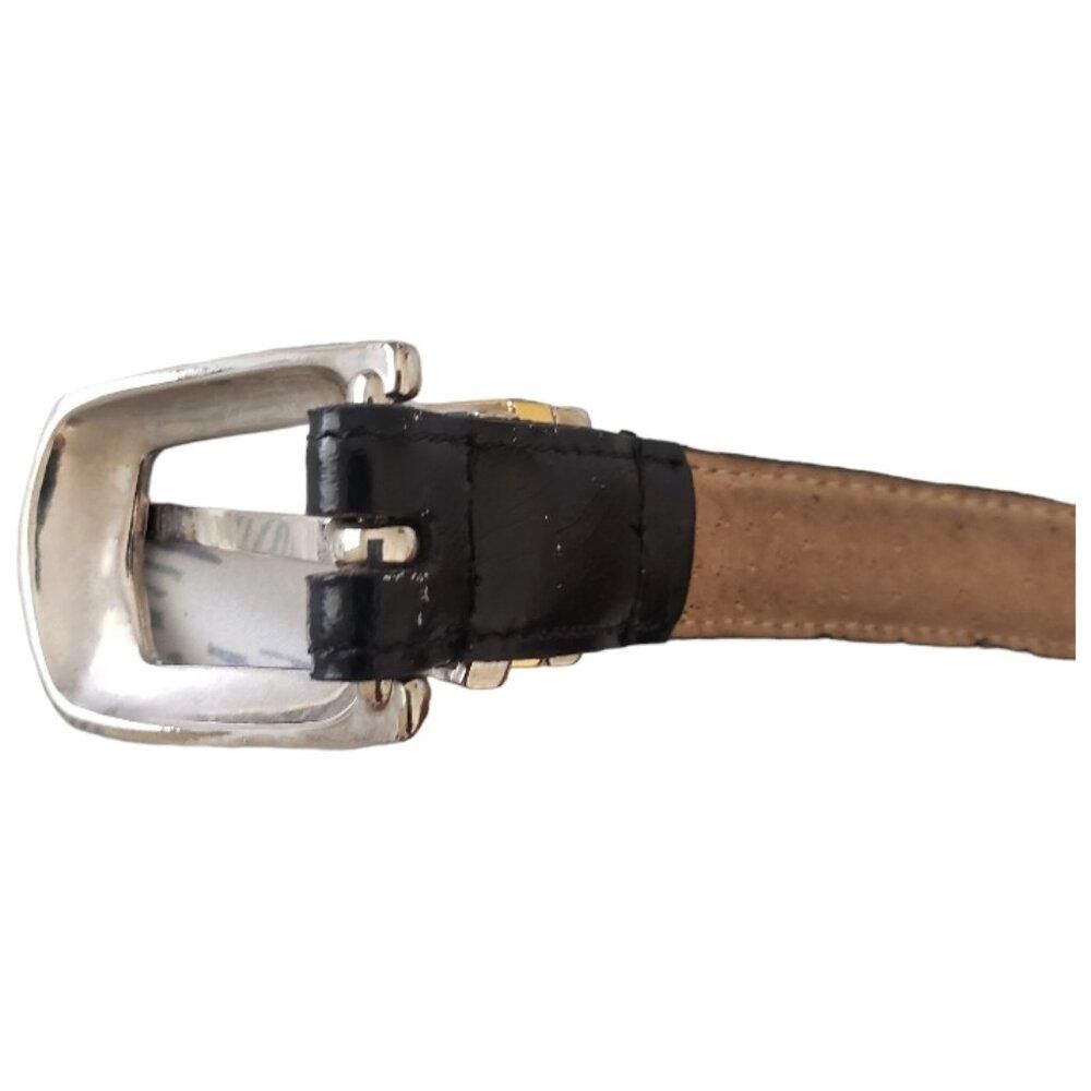 Designer JG Hook Black Leather Belt Size ONE SIZE - 10 Thumbnail