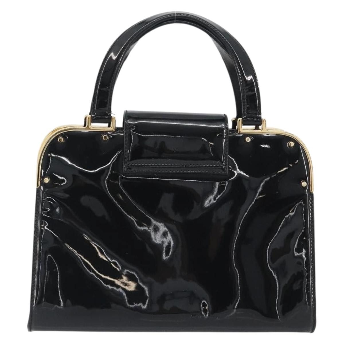 Saint Laurent Paris SAINT LAURENT Hand Bag Patent Leather Black Gold Auth Size ONE SIZE - 2 Thumbnail