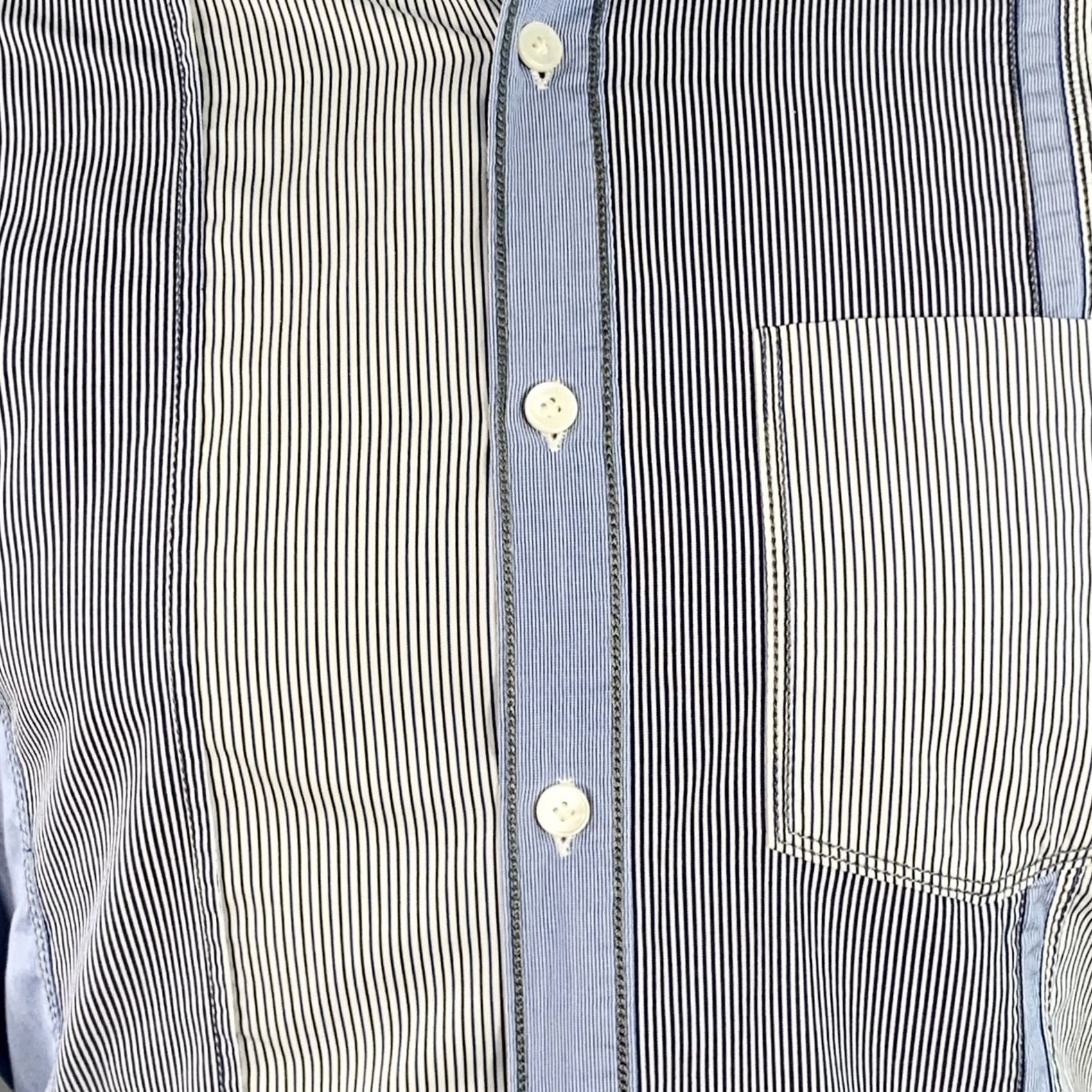 Lanvin LANVIN Shirt S White Blue Navy Patchwork Stripe Cotton Long Sleeve Size Size US S / EU 44-46 / 1 - 2 Thumbnail