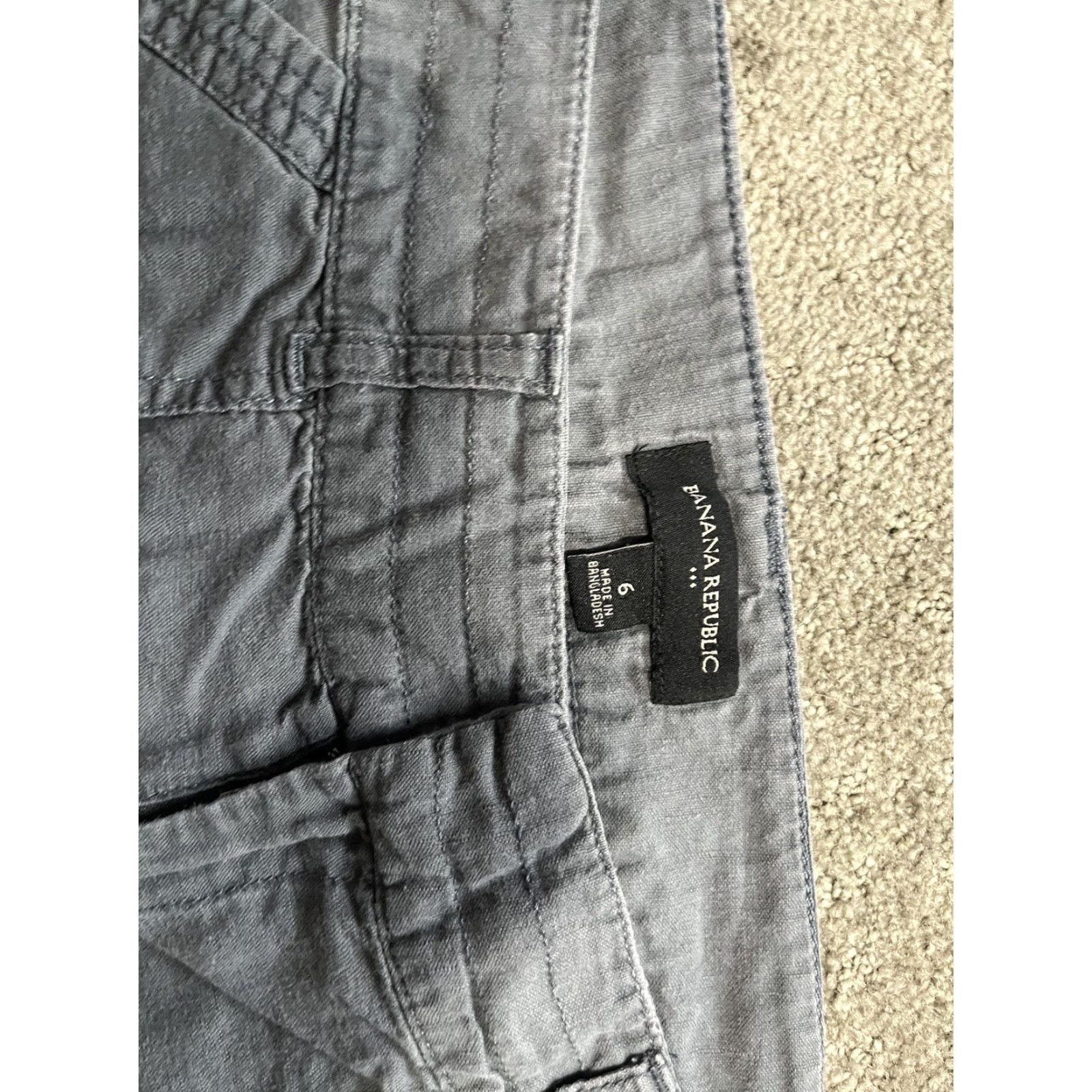Banana Republic Banana Republic Gray Solid Chino Shorts Size 6 Flat Front Cotton Linen Stretch Size 28" / US 6 / IT 42 - 3 Thumbnail