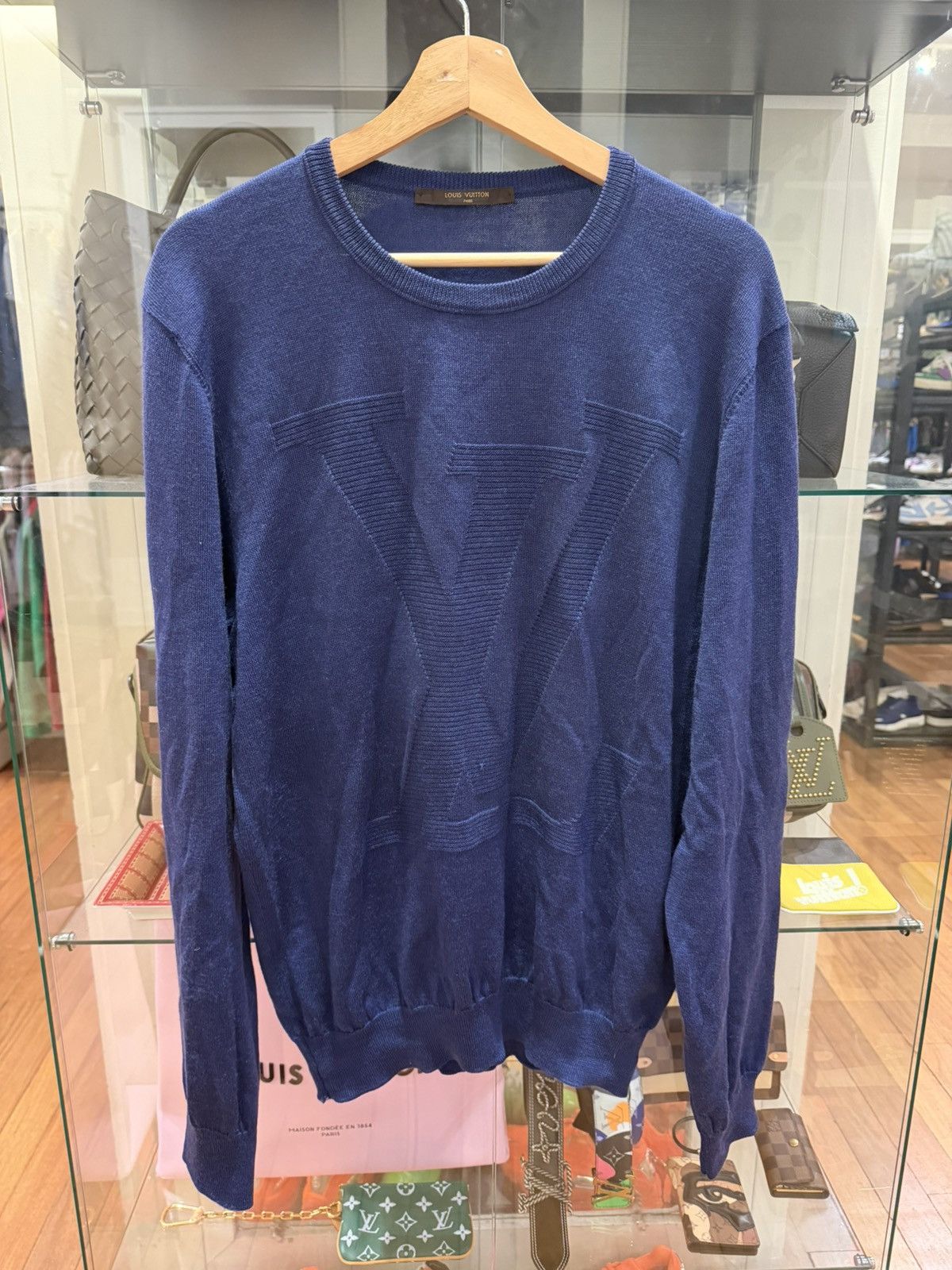 Louis Vuitton Louis Vuitton Intarsia Crewneck Sweater - Blue Size US M / EU 48-50 / 2 - 1 Thumbnail