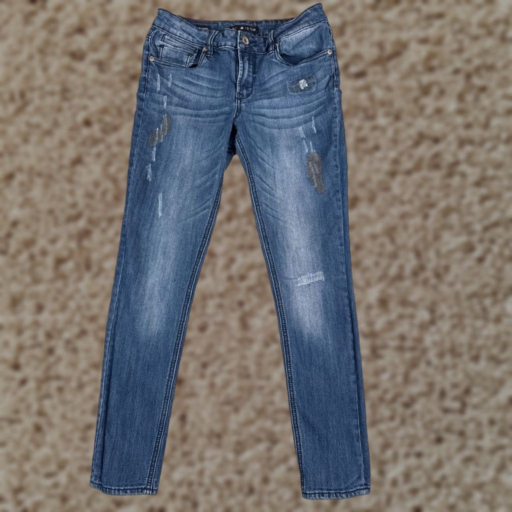Levi's Levi's Jeans Juniors 9 Blue Denim Distressed Skinny Mid 28x29 Cotton 5-Pocket Design Regular Women's Vintage No N/A Size 30" / US 8 / IT 44 - 1 Thumbnail
