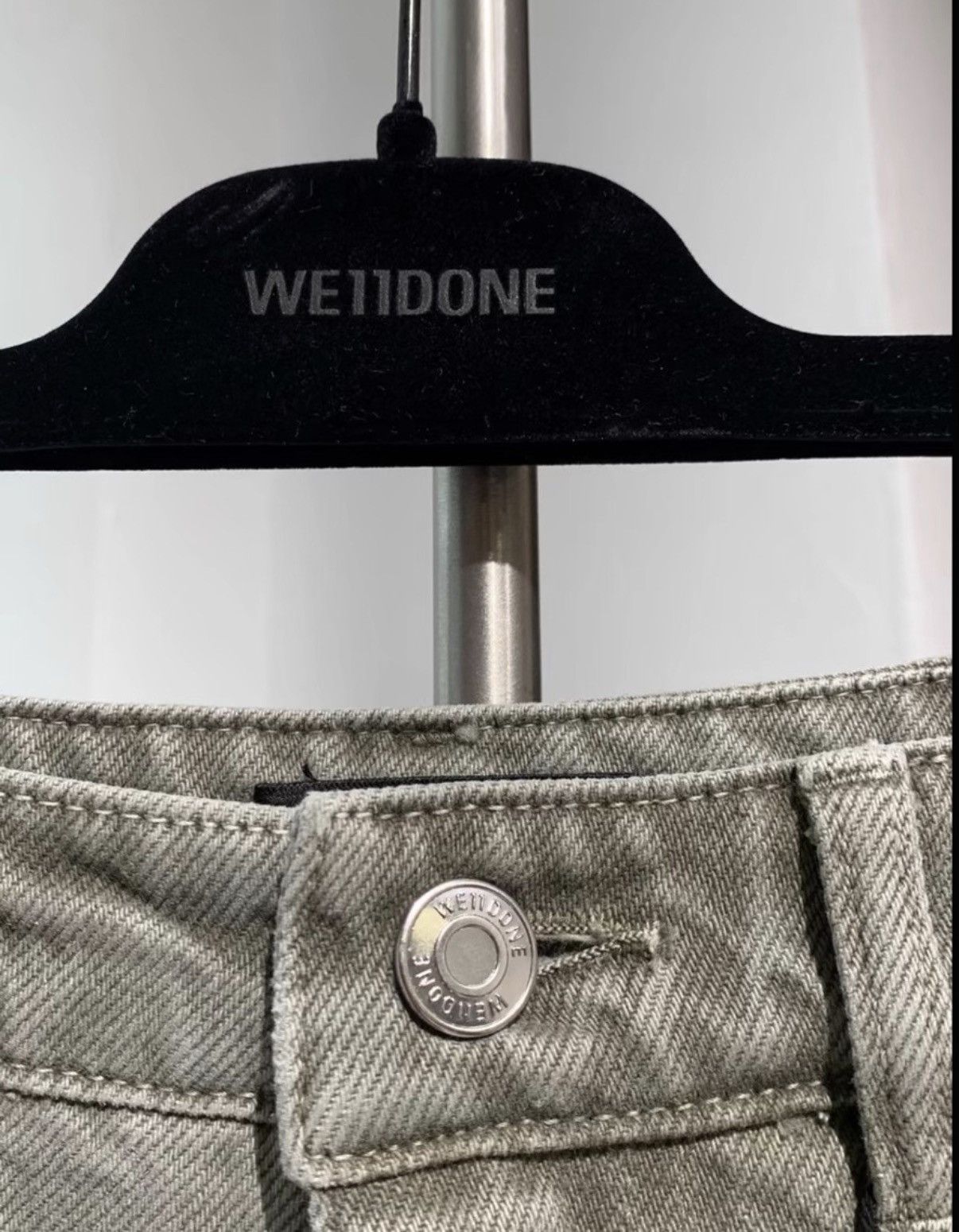 WE11DONE We11done Khaki Wide-Leg Denim Jeans J40 Size US 34 / EU 50 - 3 Thumbnail