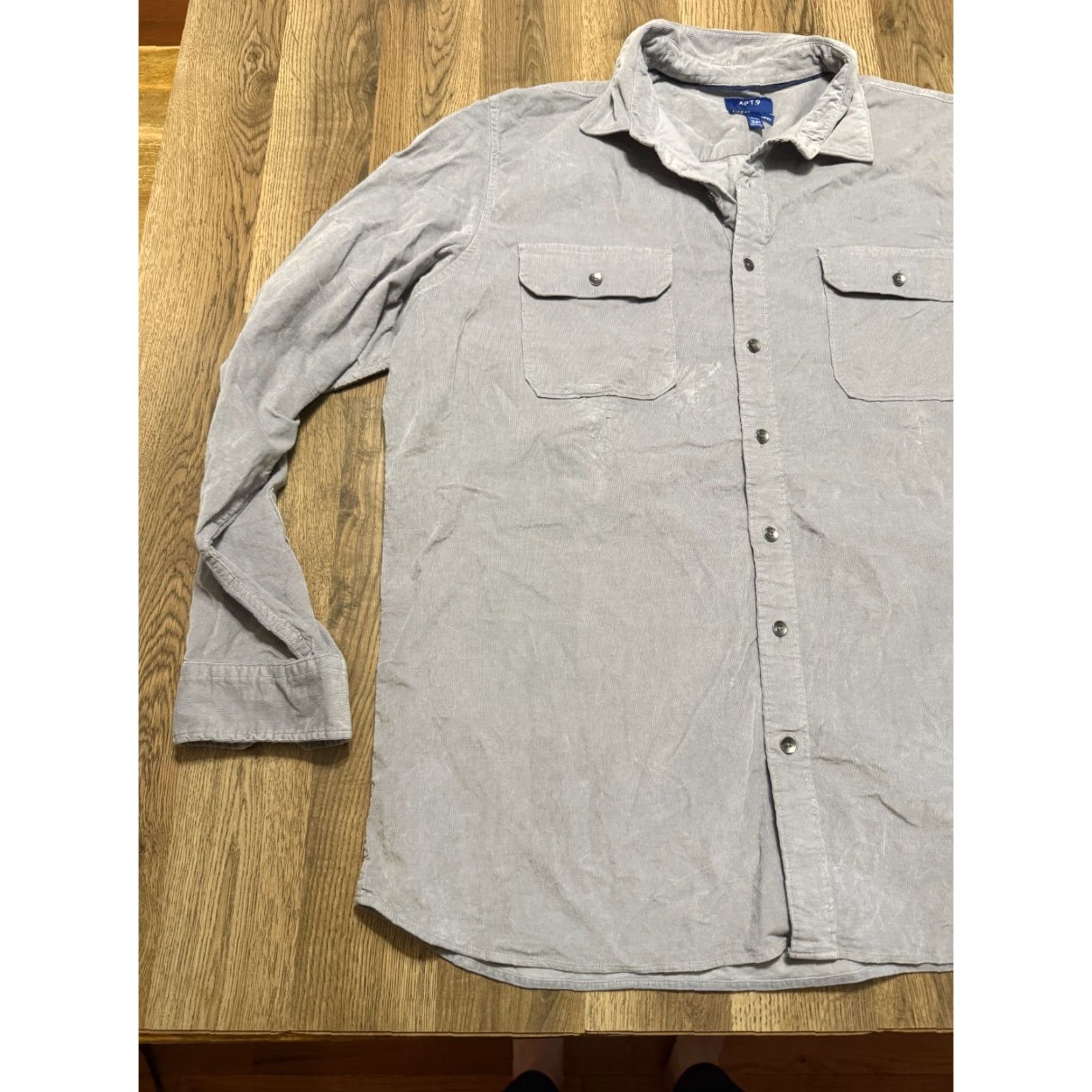 Apt. 9 Apt. 9 Shirt Men's XXL Gray Button Up Long Sleeve Slim Fit Premier Size US XXL / EU 58 / 5 - 4 Thumbnail