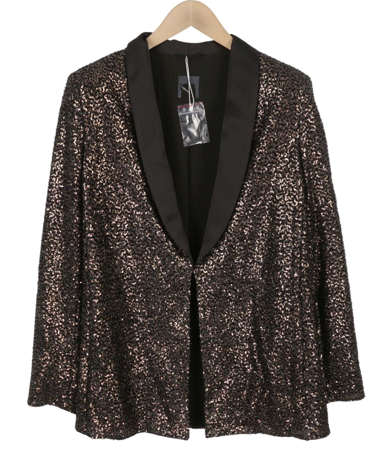 Max Mara EU46 Brown Glitter Shawl Lapel Single Blazer 88691 Size XXL / US 16-18 / IT 52-54 - 2 Thumbnail