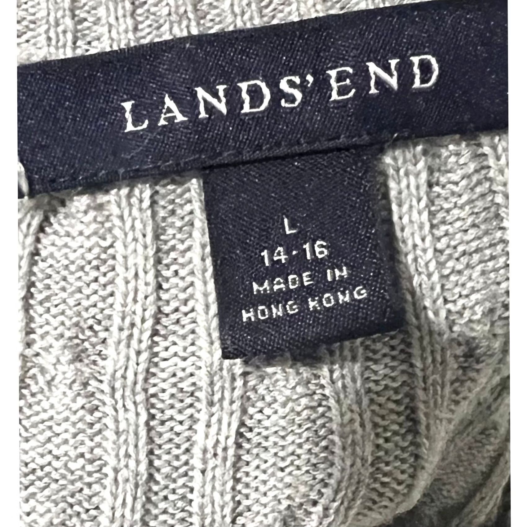 Lands' End Lands’ End Sweater Womens L 100% Cotton Cable Knit Gray Lightweight Crew Neck Pullover Mens? Womens Size L / US 10 / IT 46 - 7 Thumbnail