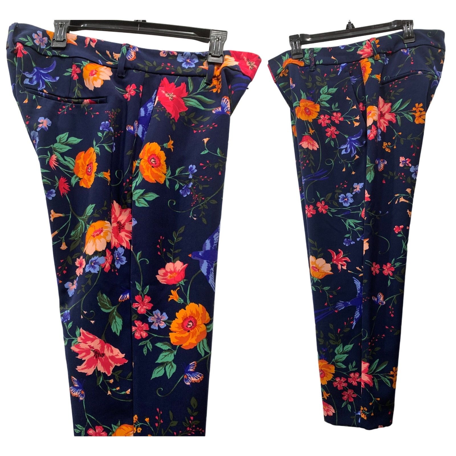 Old Navy Old Navy Harper Mid Rise Ankle Pants Blue Floral Bird Print Size 34" / US 12 / IT 48 - 4 Thumbnail
