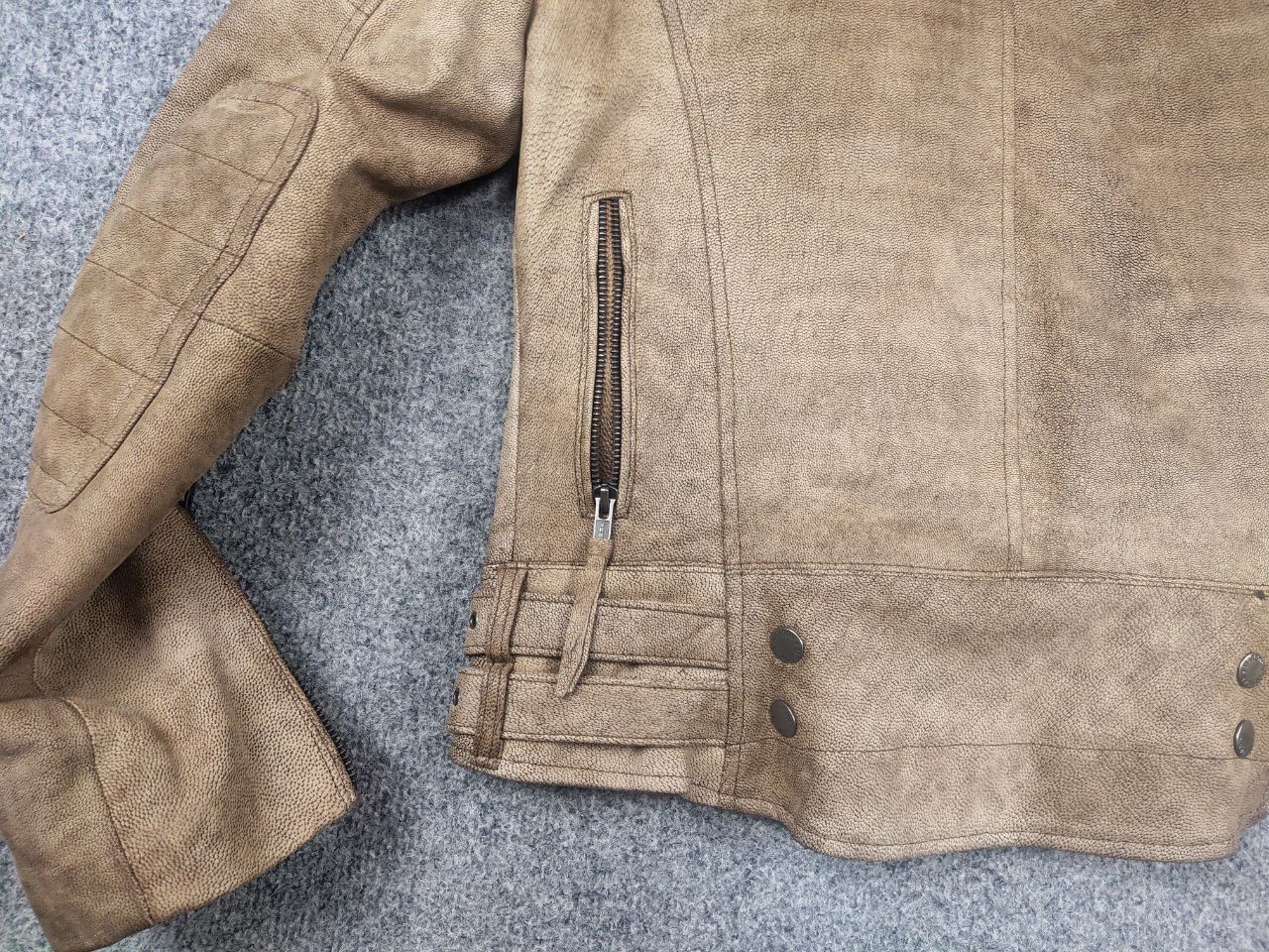 Vintage Vintage Warson Police Perfecto Lamb leather Zip Tan jacket Size L / US 10 / IT 46 - 12 Thumbnail