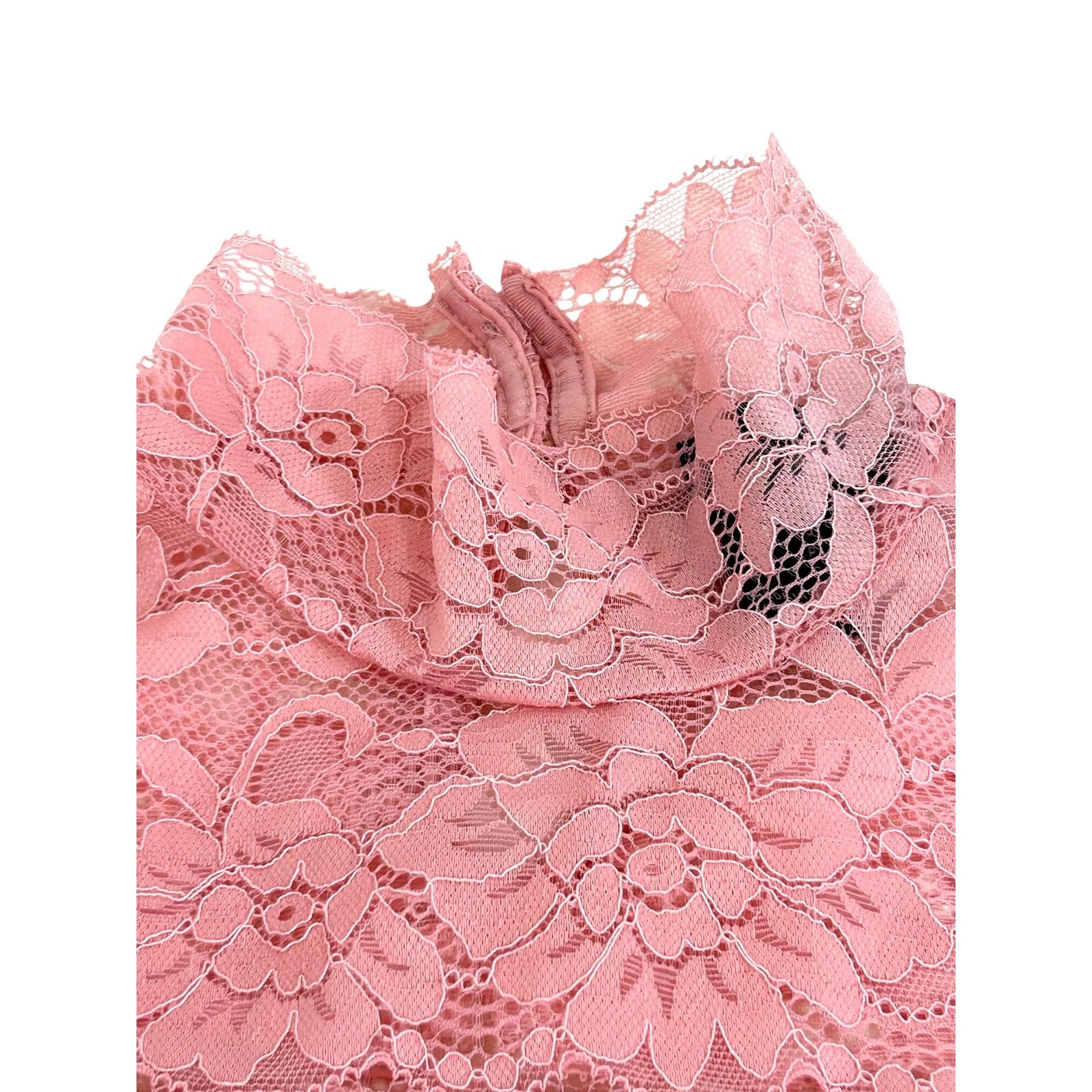 Other Mock Neck Pink Floral Lace Top S Juniors Long Sleeve Dressy Size S / US 4 / IT 40 - 3 Thumbnail