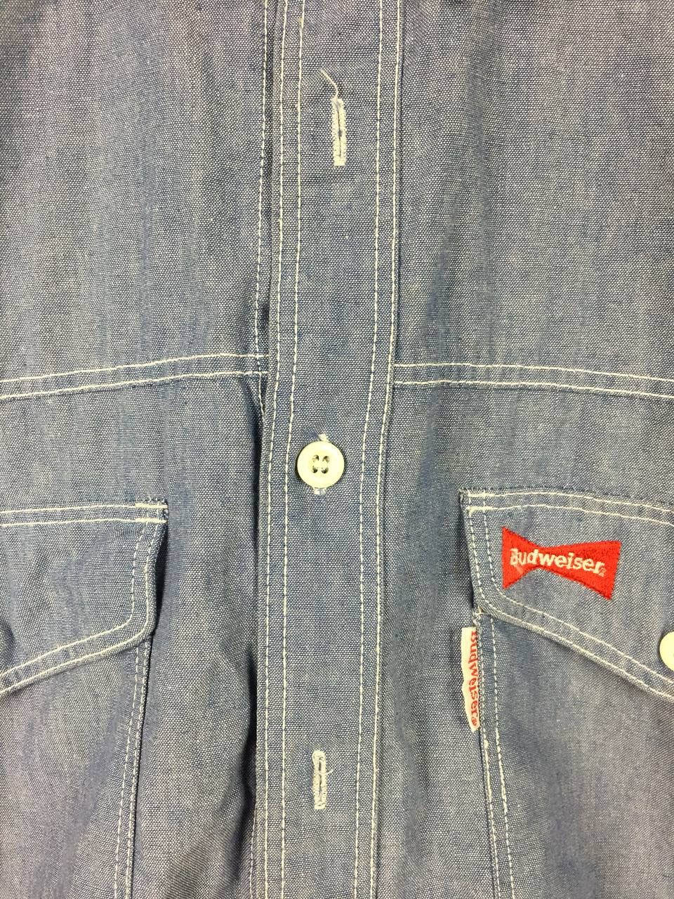 Budweiser Vtg 90s Budweiser Chambray Workwear Button Up Shirt Size US M / EU 48-50 / 2 - 5 Thumbnail