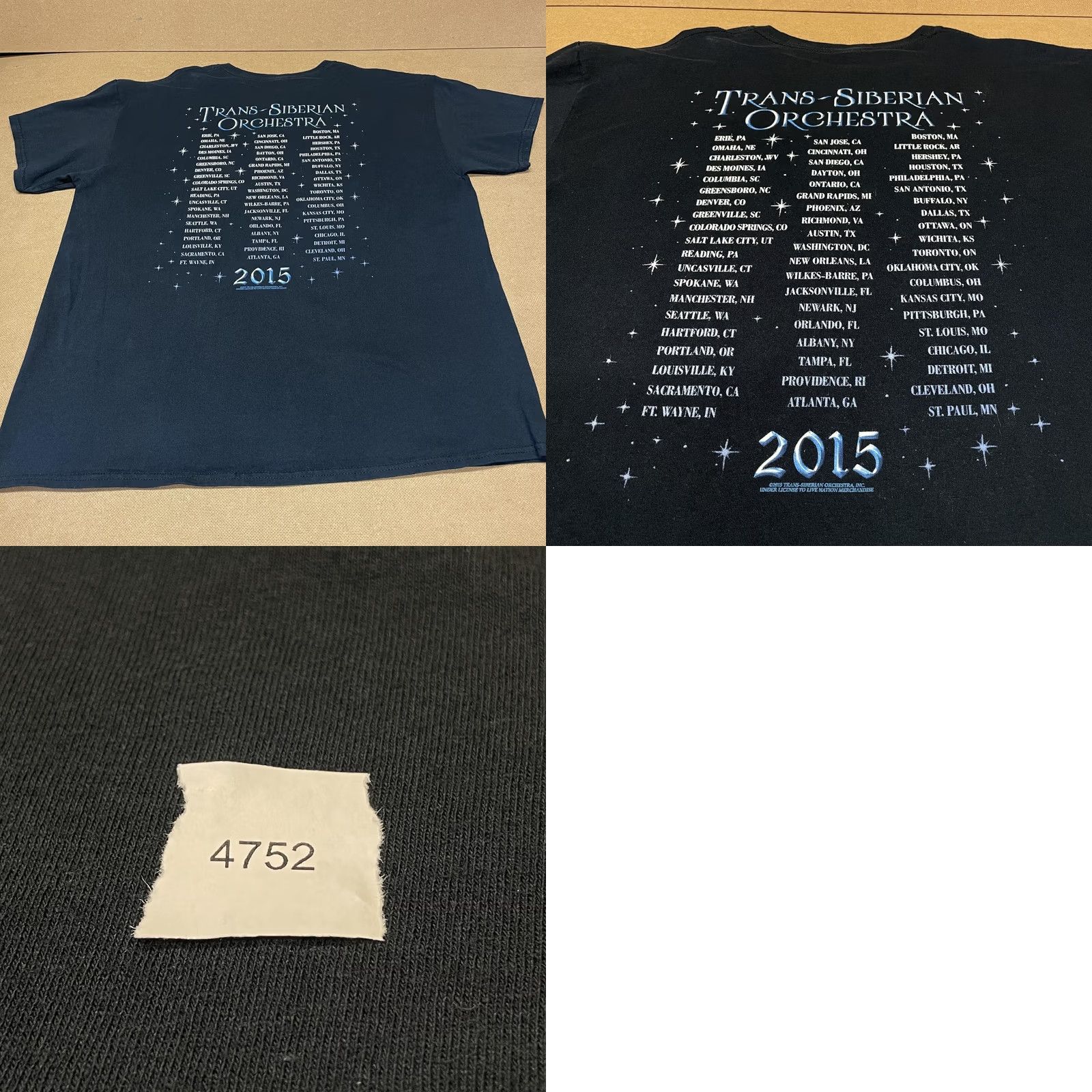 Vintage Trans-Siberian Orchestra Shirt Mens XL Black 2015 Tour Concert Graphic Wolf Tee Size US L / EU 52-54 / 3 - 8 Thumbnail