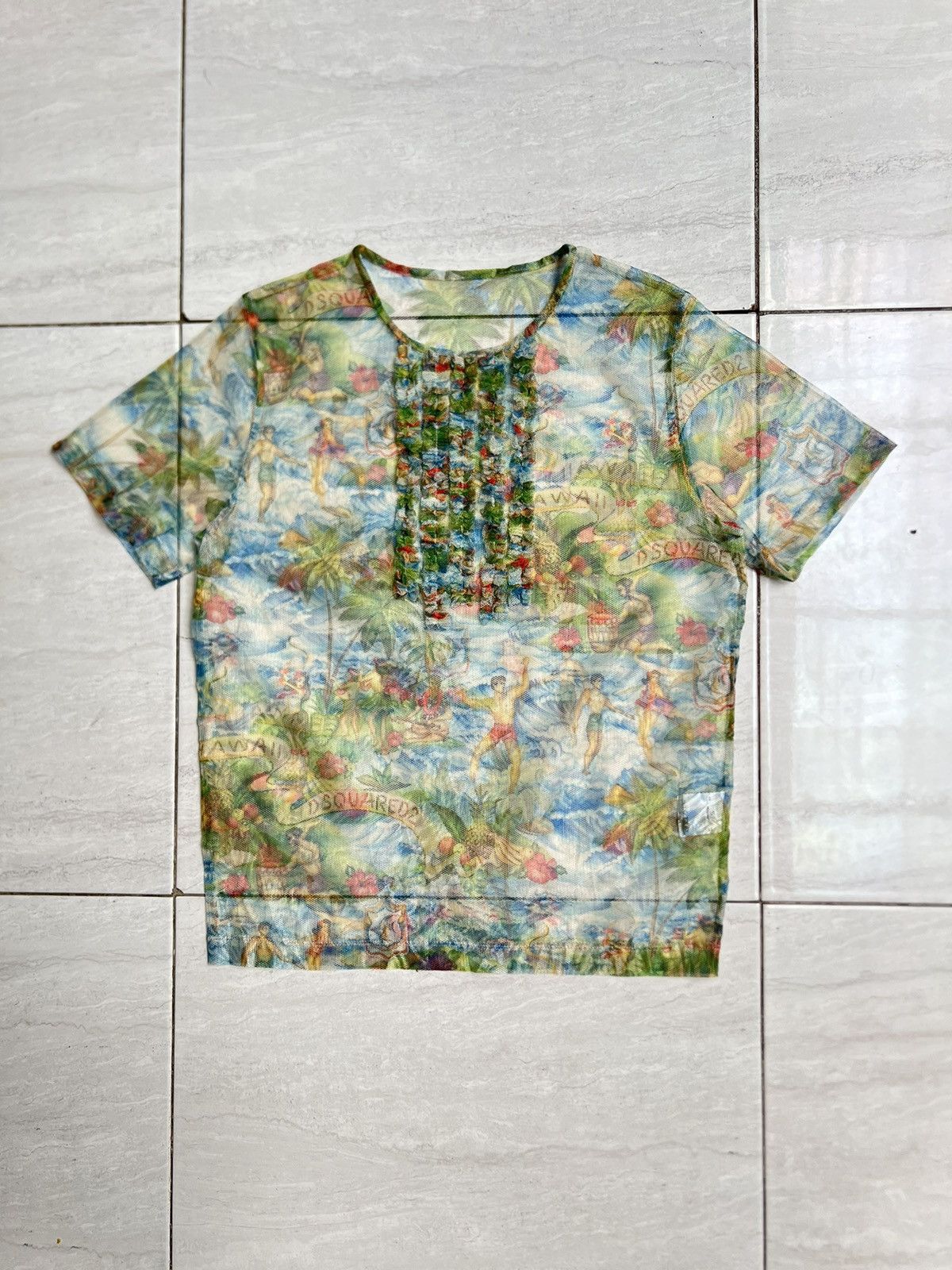 Dsquared2 DSQUARED2 Hawaii Mesh T-shirt Size US XS / EU 42 / 0 - 1 Thumbnail