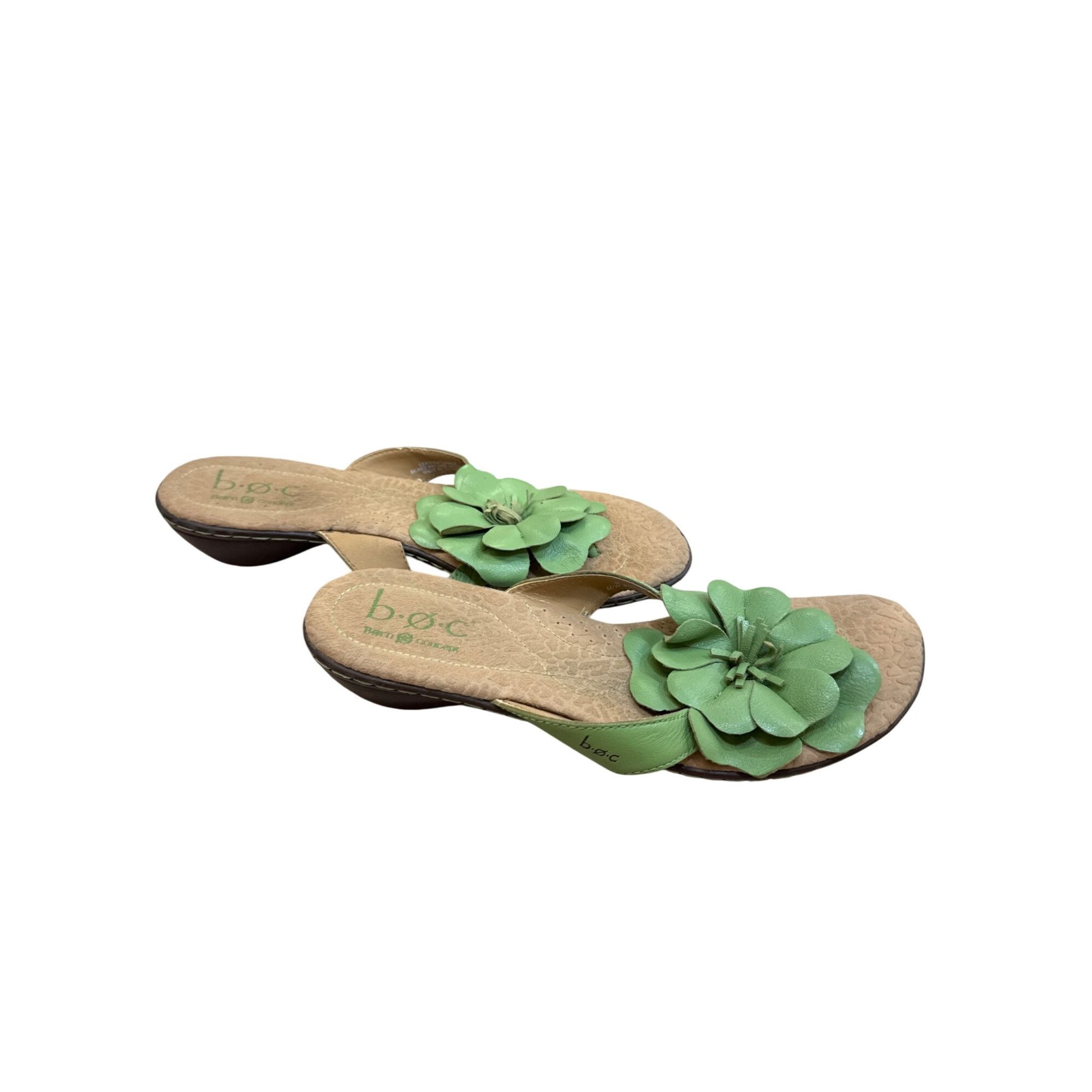 Boc B.O.C Womens Green Beige Leather Floral Slip-On Sandals Size Size US 9 / IT 39 - 4 Thumbnail