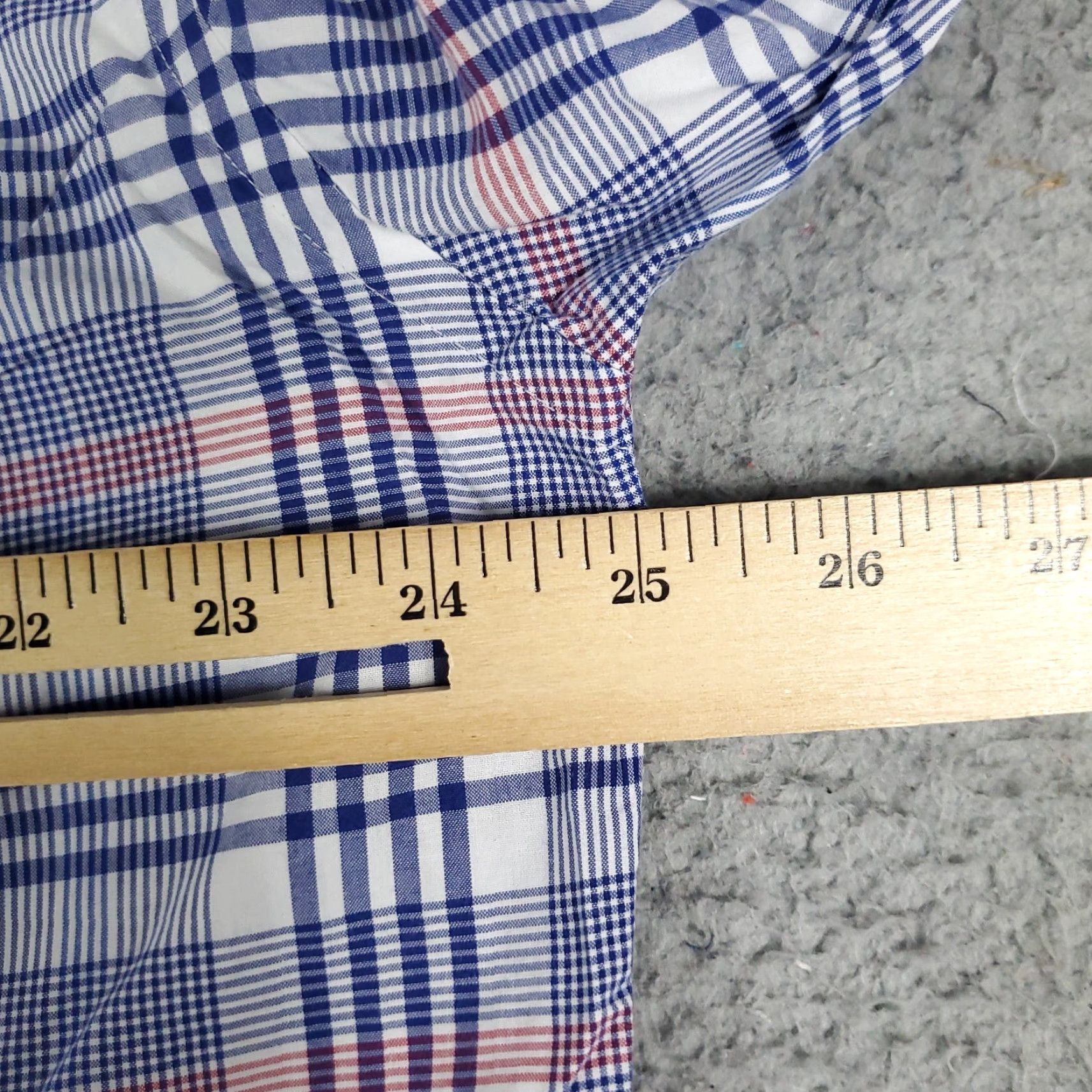 Tommy Hilfiger Tommy Hilfiger Dress Shirt Mens 17 Blue Plaid Long Sleeve Button Up 100% Cotton Classic Preppy Size 46R - 5 Thumbnail