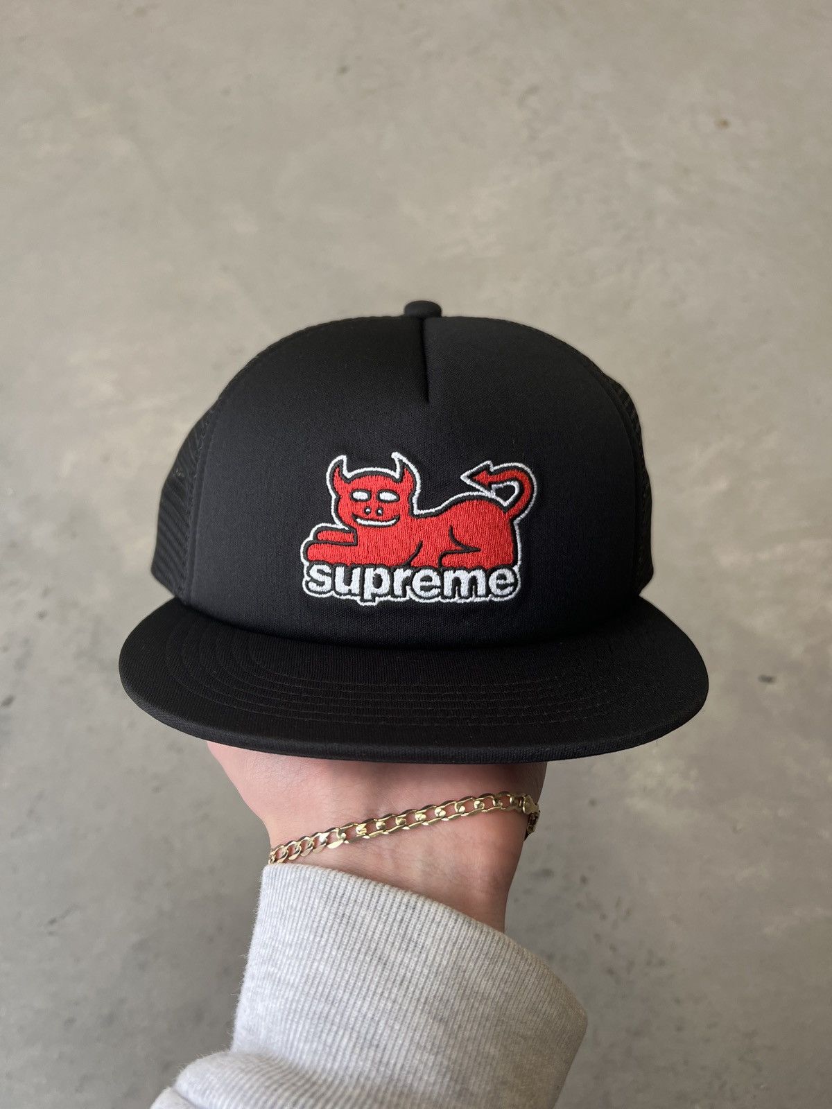 image of Supreme Toy Machine Mesh Back 5-Panel in Black, Men's