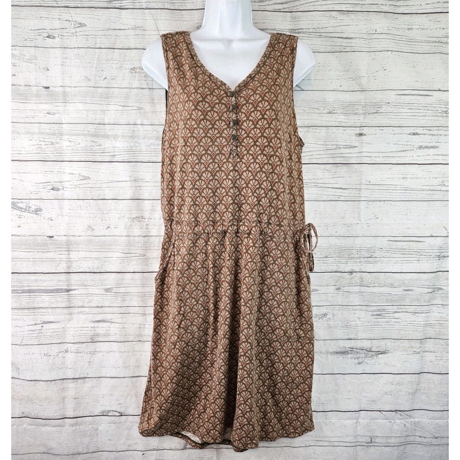 Vintage Duluth Womens Dress Small Brown Sleeveless V-Neck Pockets Cotton Blend Shirt Tank Dress Womens Size S / US 4 / IT 40 - 2 Thumbnail