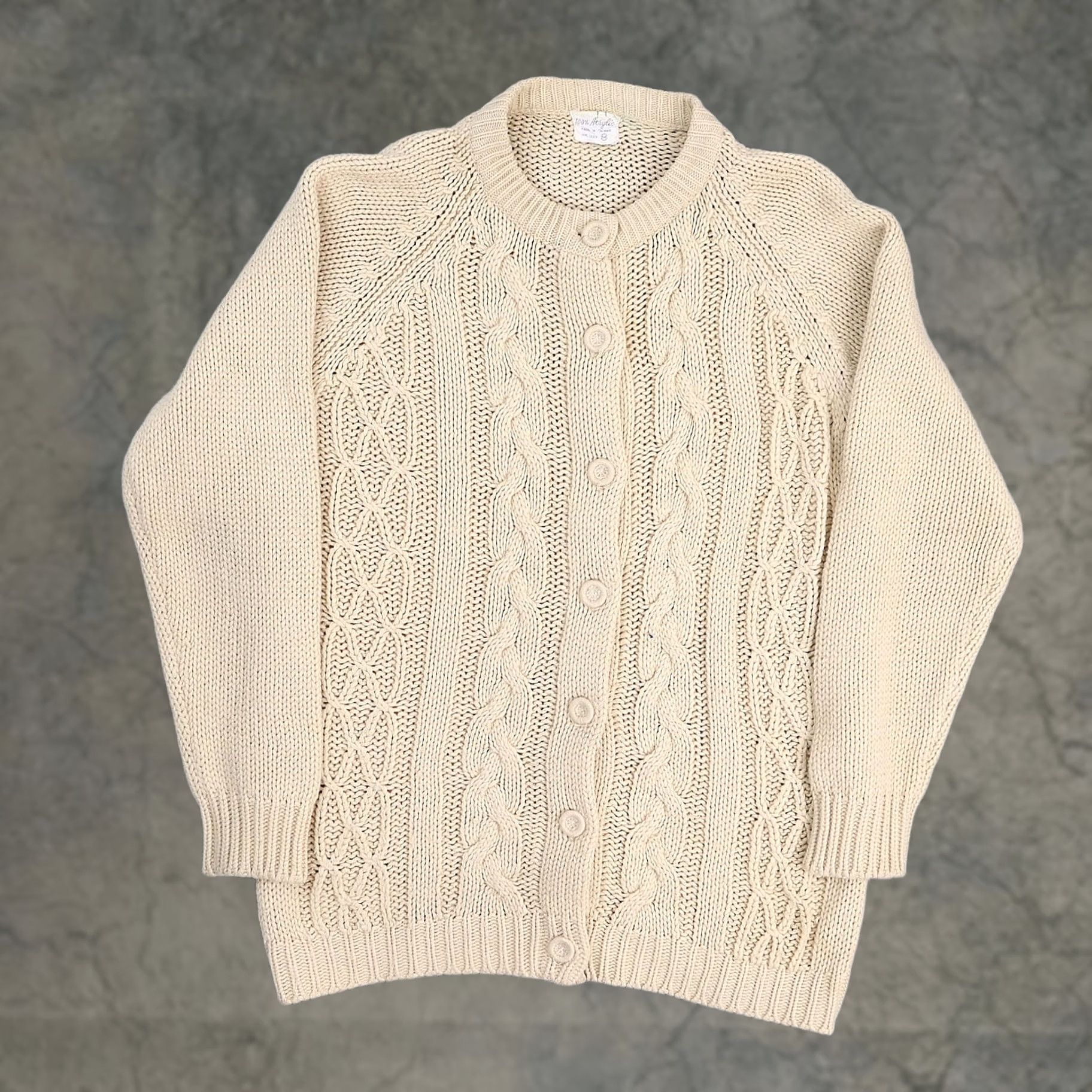 Vintage VINTAGE Beige Cable Knit Cardigan Sweater Long Sleeve Womens M Size M / US 6-8 / IT 42-44 - 1 Thumbnail